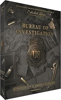 Bureau of Investigation: Investigations in Arkham & Elsewhere Board Game, Cooperative Mystery Game for Kids & Adults, Ages 14+, 1-8 Players, 120-240 Minute Playtime, Made by Space Cowboys