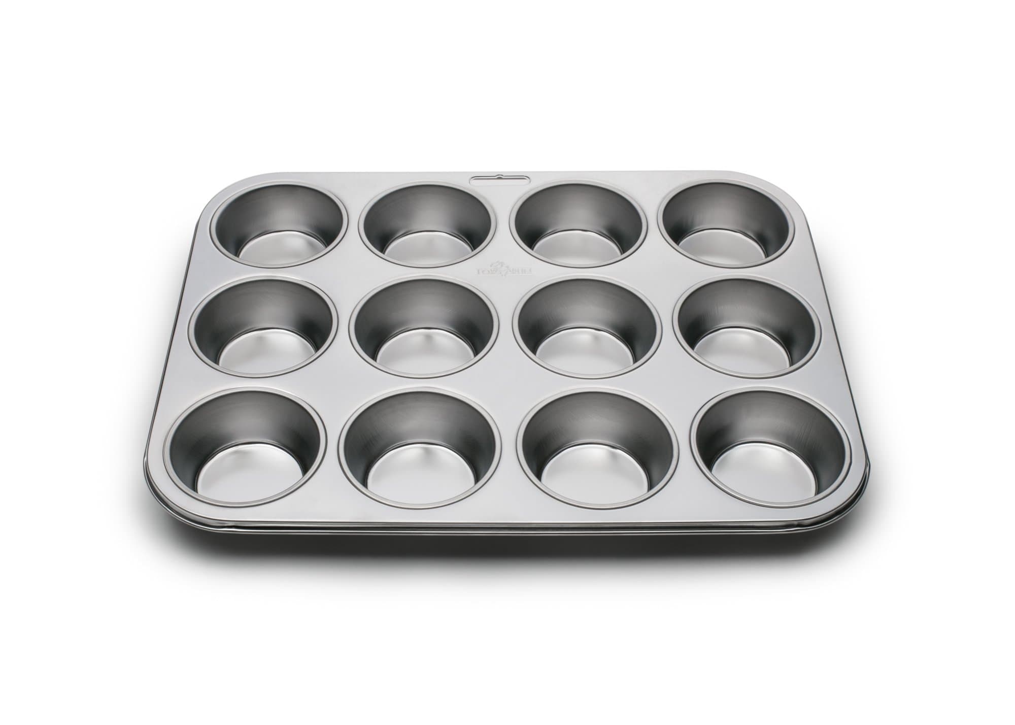 Fox Run Muffin and Cupcake Pan, 12 Standard Cup, Stainless Steel
