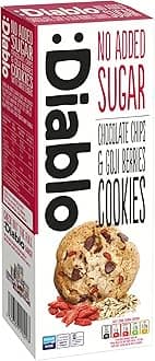 Diablo No Added Sugar Cookies, Chocolate Chips & Goji Berries – Low Sugar Snacks, Cookies Biscuits for All, Sweetened with Maltitol, Ideal for Gifting, Festive Hampers & Holiday – 135g Pack of 1