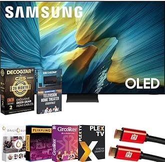 QN83S95F 83" OLED 4K S95F Vision AI Smart TV 2025 Bundle with Premiere Movies Streaming, Theater Essentials, HDMI Cable & Deco Gear CPS Exclusive 26 Month Protection Pack (BEACH-CPS-26M6500)
