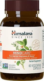 Himalaya MindCare - Nootropic Herbal Brain Supplements for Memory and Focus Support - Vegan, Non-GMO, Gluten Free, 1170 mg, 60 Capsules
