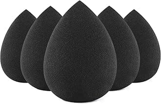 BEAKEY 5 Pcs Black Makeup Sponge, Blender Beauty Foundation Blending Sponge, Flawless for Liquid, Cream, and Powder, Latex Free and Vegan Makeup Sponges