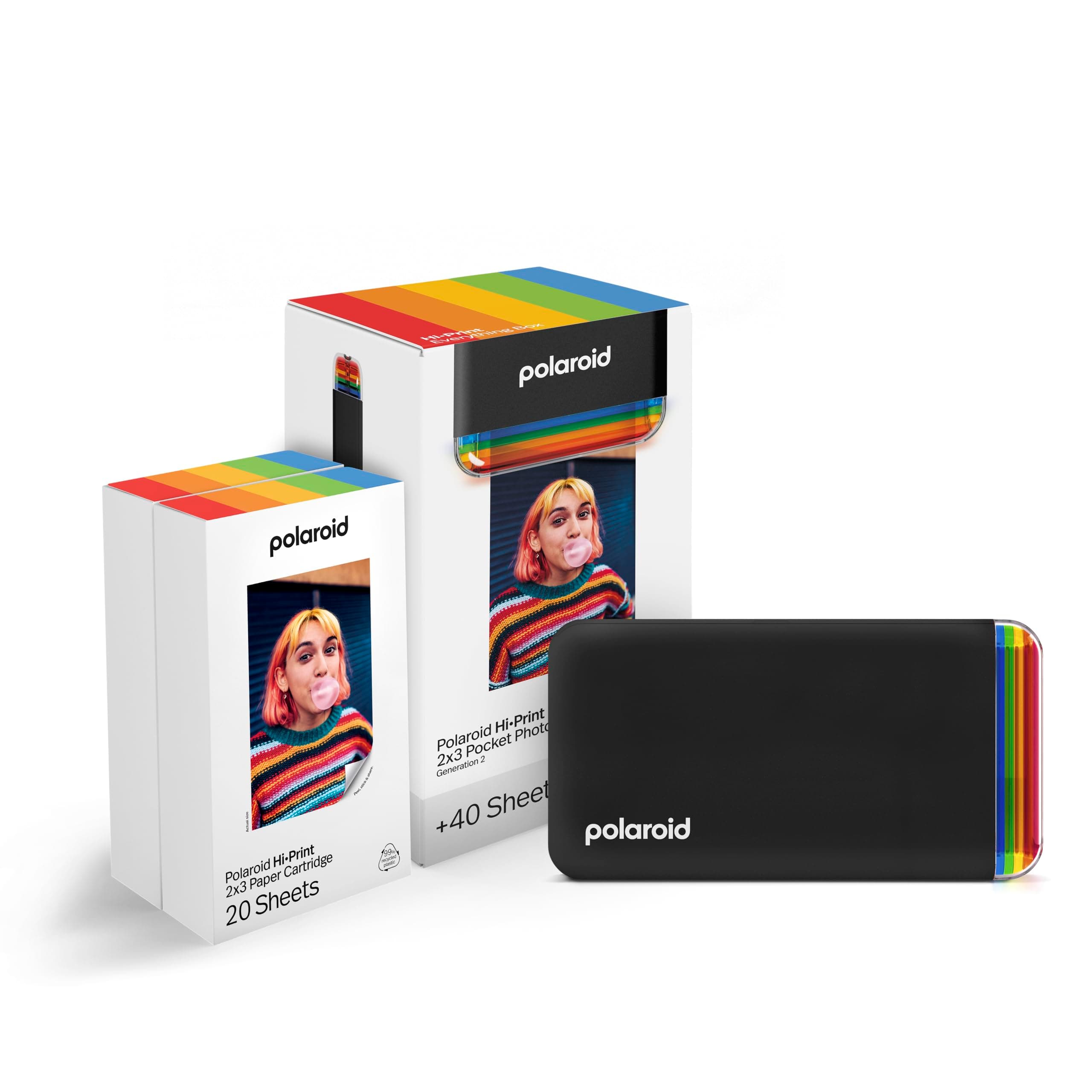 Bundle Hi-Print+Paper - 2nd Generation - Bluetooth Connected 2x3 Pocket Photo, Dye-Sub Printer - Black