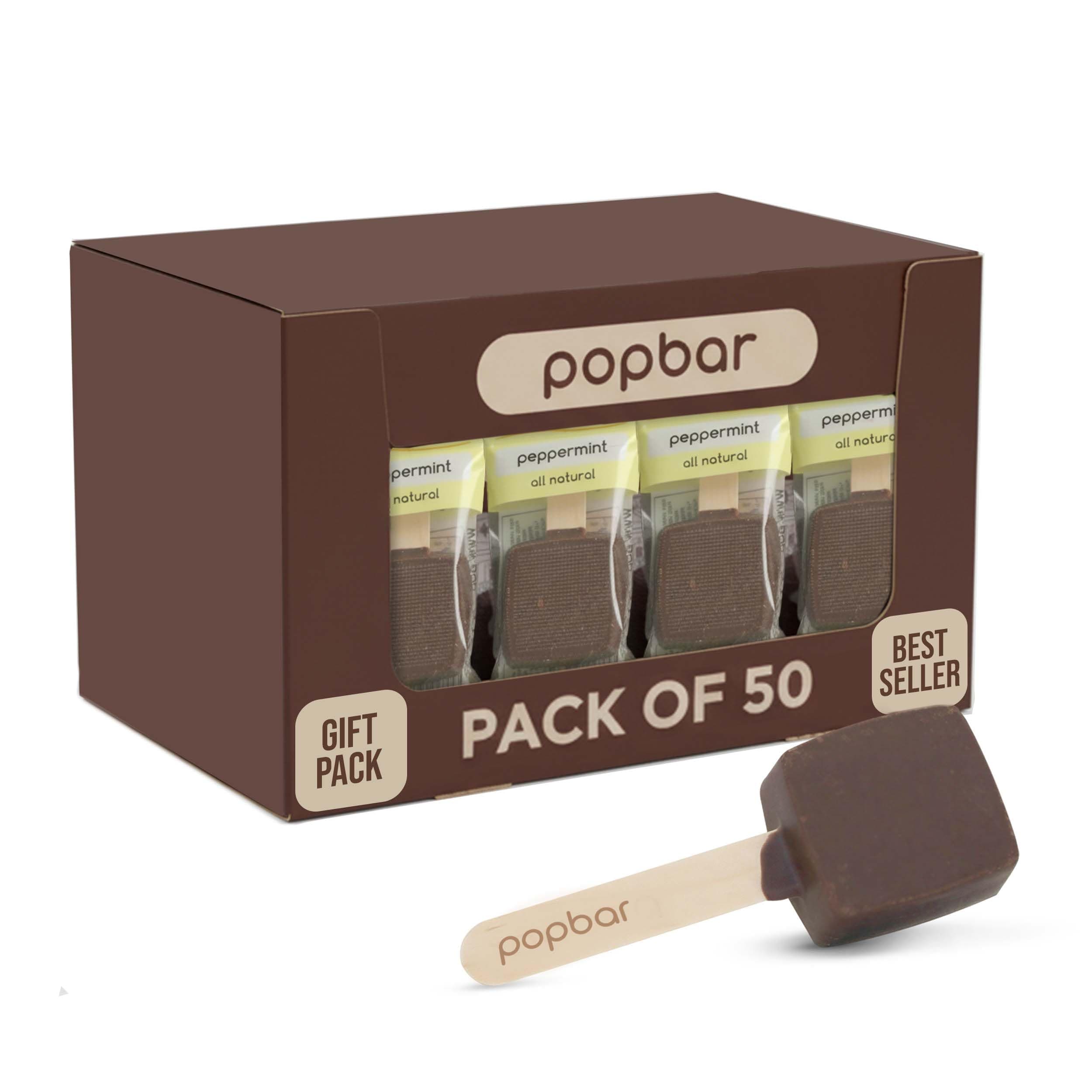 Popbar - Hot Chocolate Sticks - 50 Pack Bulk Case - Ideal for Holidays, Birthdays, Corporate Office Gifts, Stocking Stuffers, Thanksgiving, Christmas, Hanukkah, Cocoa Bomb Lovers (Peppermint)