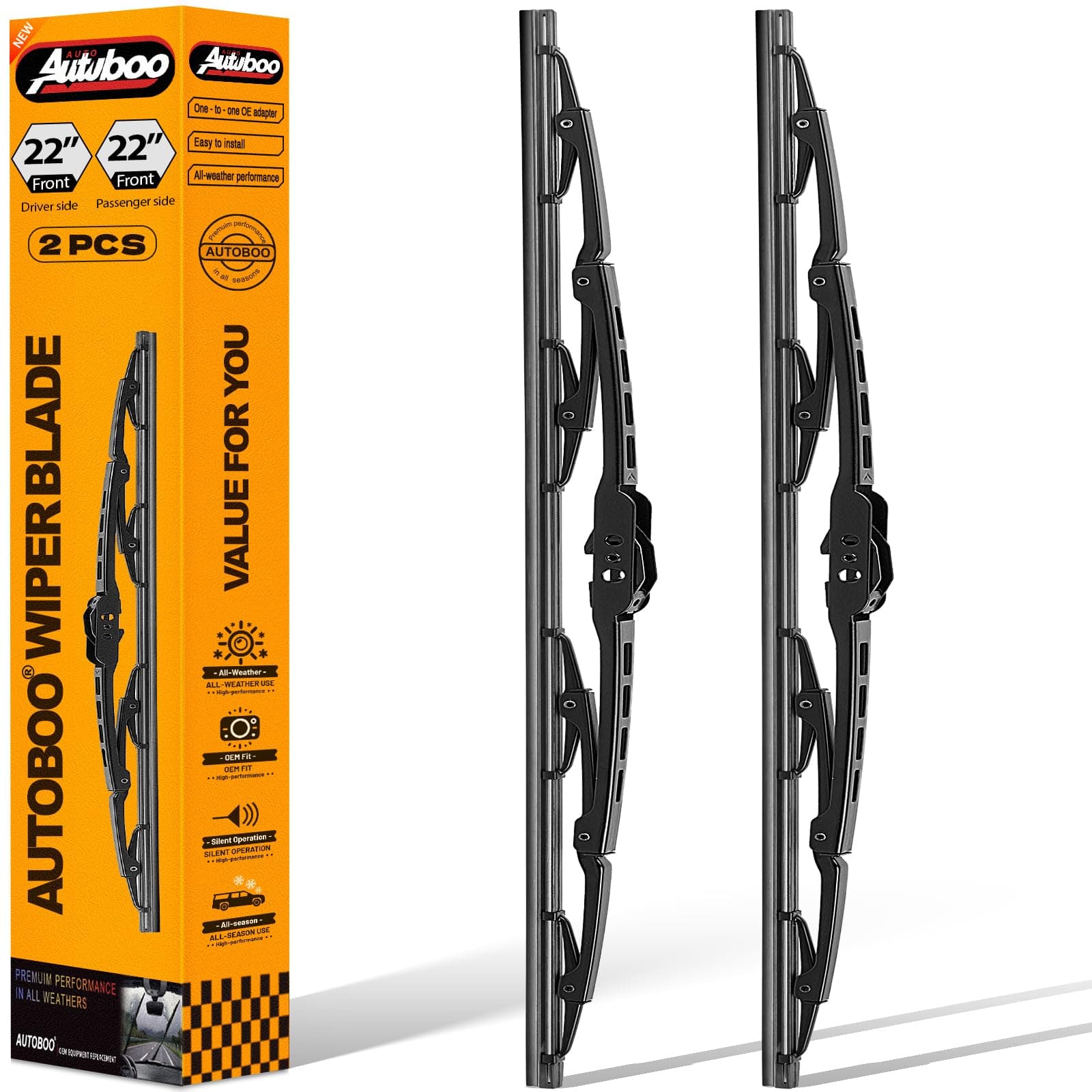 22"+22" Windshield Wipers Replacement for Dodge Ram 1500/2500/3500/4500 2009 2010 2011 2012 2013 2014 2015 2016 2017 2018-Original Factory Quality (Pack of 2)