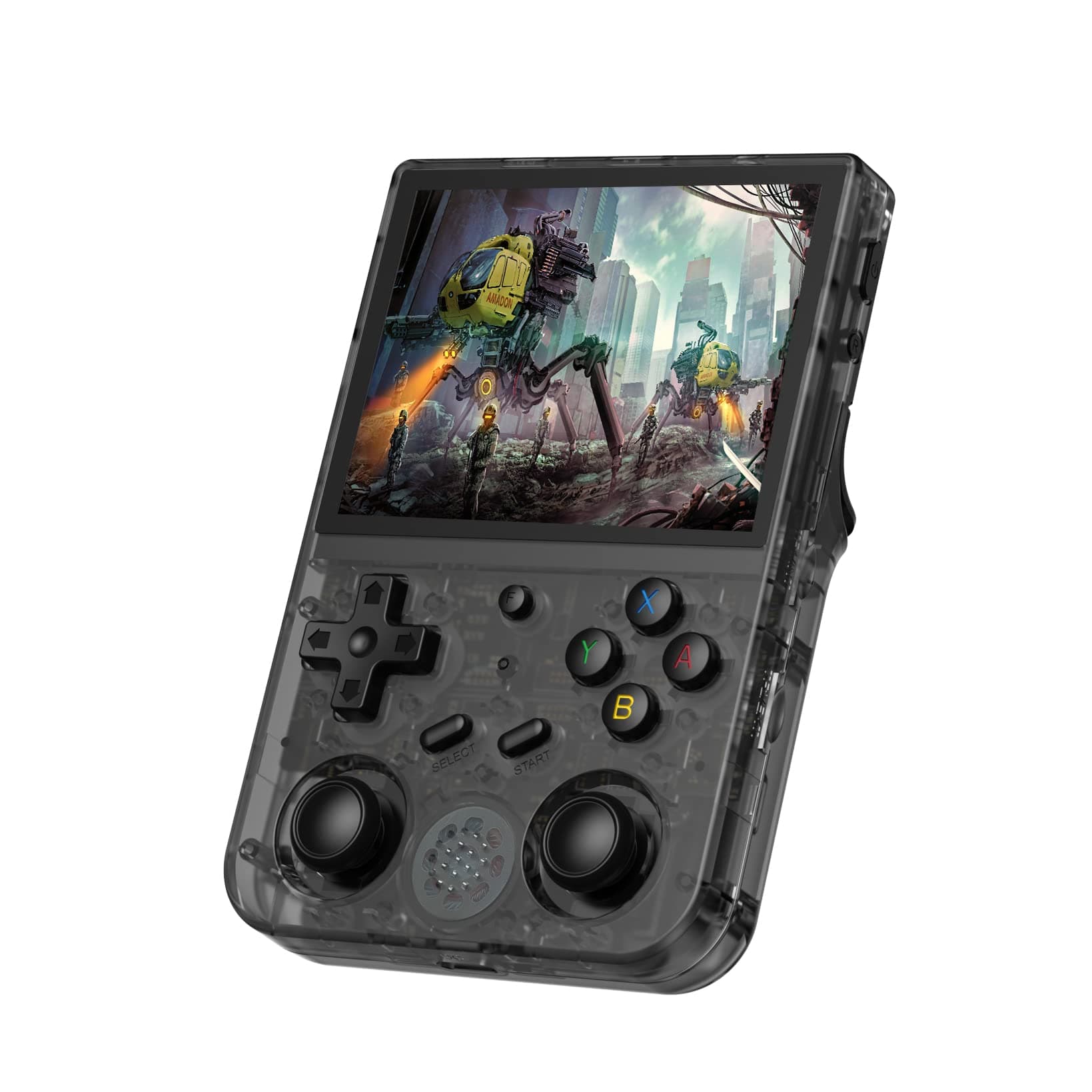 MOUJI RG353V Handheld Game Console 3.5 Inch IPS Screen 640*480 High Resolution CPU RK3566 Quad-Core OS Android 11, Linux 2G/64G+16G 3200mAh Battery(Black Transparent)
