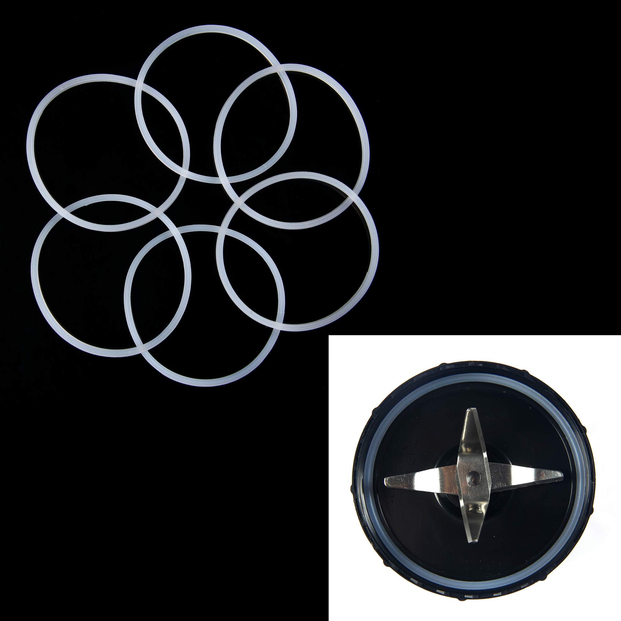 TS Trade 6PCS Replacement Gaskets Rubber Seal Ring for Magic Bullet Flat/Cross Blade 250W