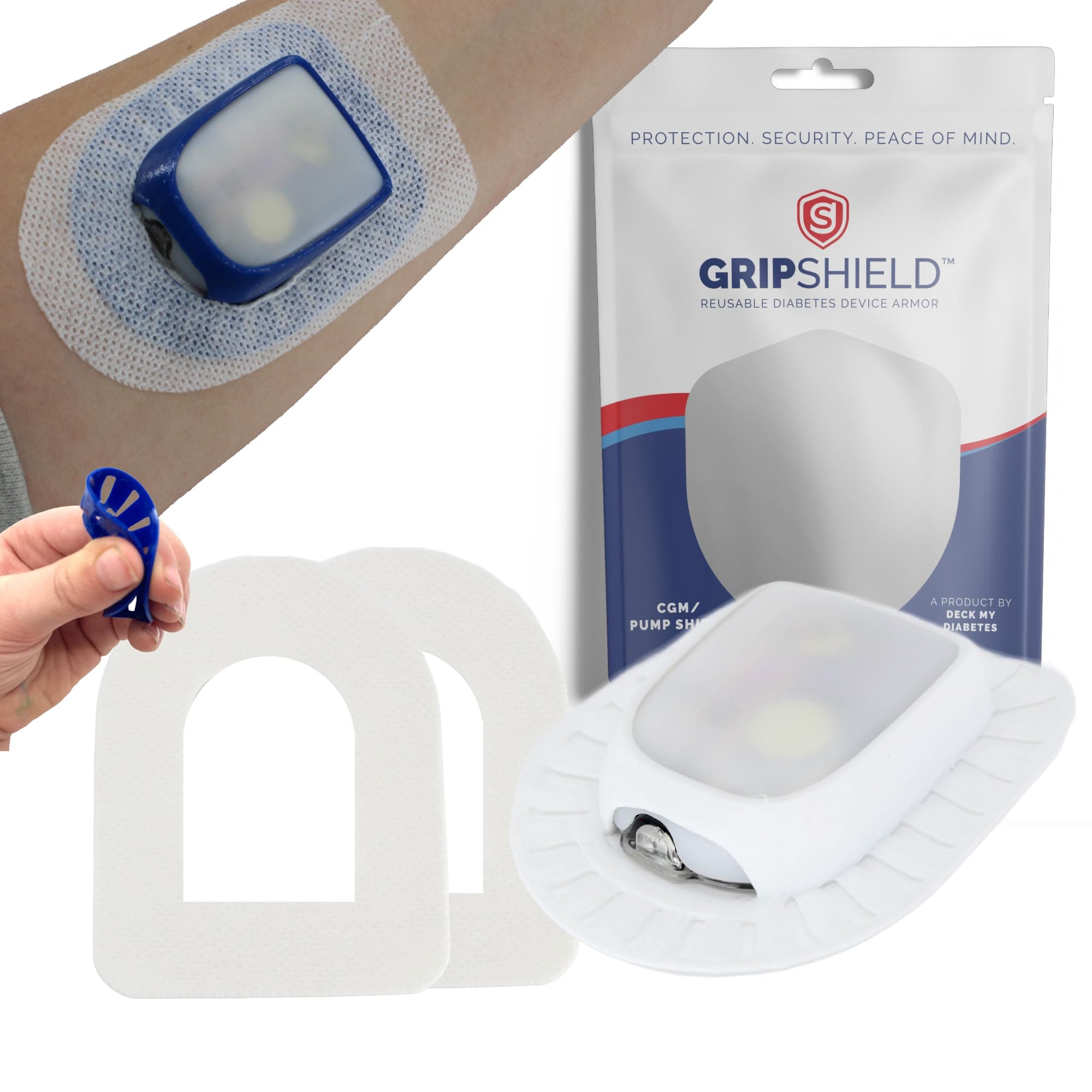 Omnipod Grip Shield with Comfort Ring. Designed . Reusable, Flexible One-Handed Application(2 Overlay Patches Included!) (Bright White)