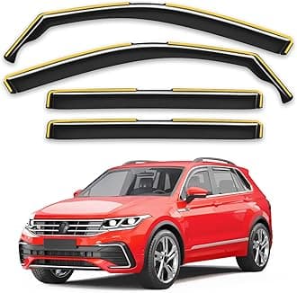 VW Tiguan Rain Guards for 2018-2024 Volkswagen Tiguan | in-Channel Window Deflectors |Rain Protection + Ventilation Easy Install | Extra-Durable Polycarbonate | 4-Piece Set