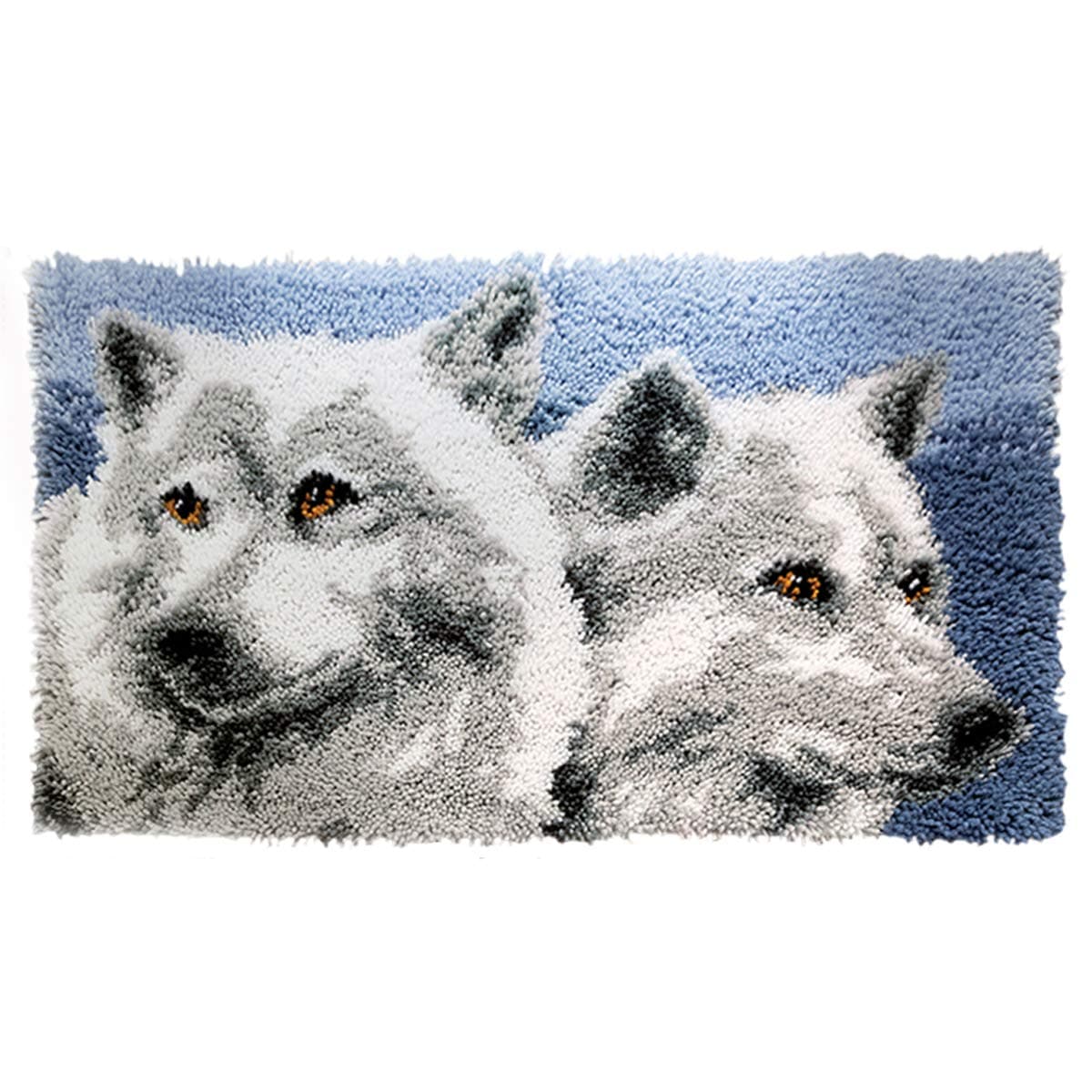 Myriad Choices DIY Latch Hook Kits, Latch Hook Wolves Rug Making Kit for Kids Adults, Carpet Making Needlework for Beginners, Two Wolves, 50 X 38 cm ((ZD-044)