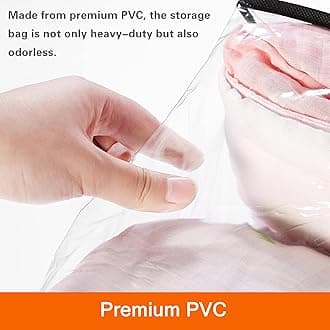 Vieshful 3 Pack Clear Comforter Storage Bag, 40L + 60L + 90L Clothes Storage Bag with Zipper Closet Organizer, Plastic Storage Containers Moving bags for Comforter, Blanket, Bedding, Duvet, Toys