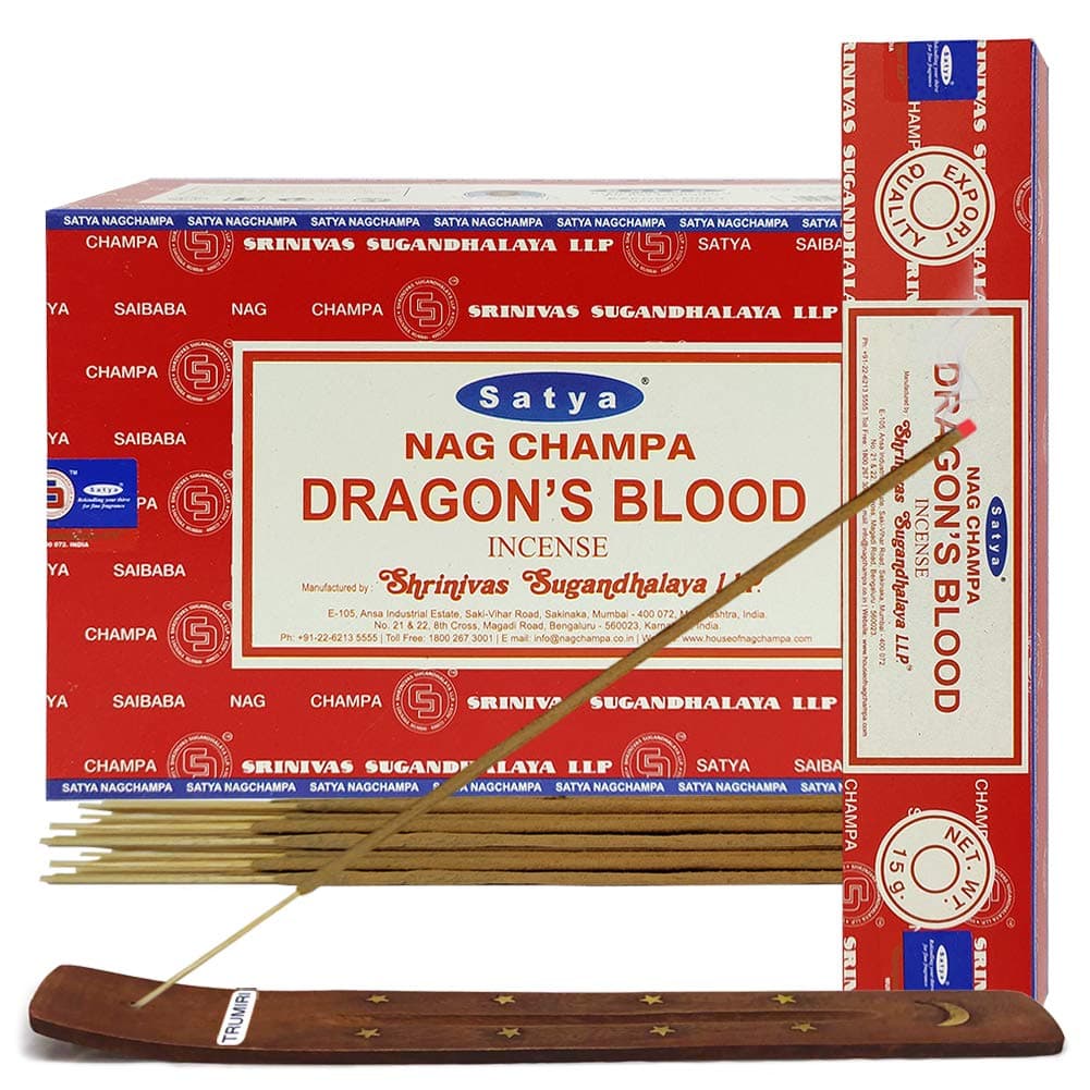 (Dragon's Blood) - Dragon'S Blood Incense Sticks And Incense Stick Holder Bundle Insence Insense Satya Incense