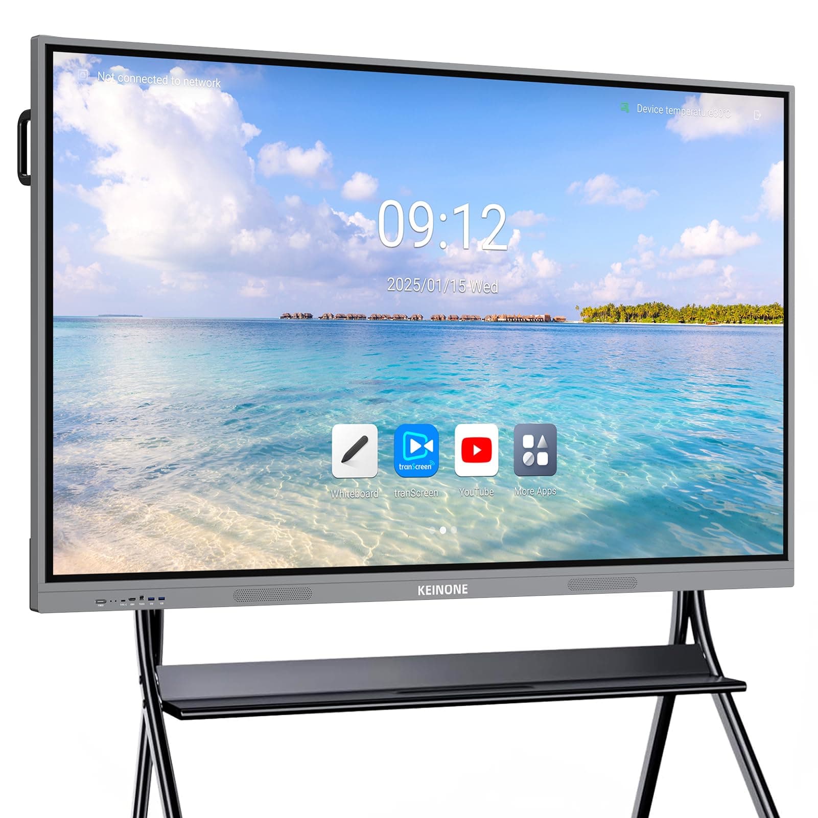 65'' 4K Smart Board, Android 14 OS 8+128 GB Interactive Smartboard, Electronic Digital Whiteboard with Open App Ecosystem, Touchscreen Smart Board for Home, Office and Classroom, Gray