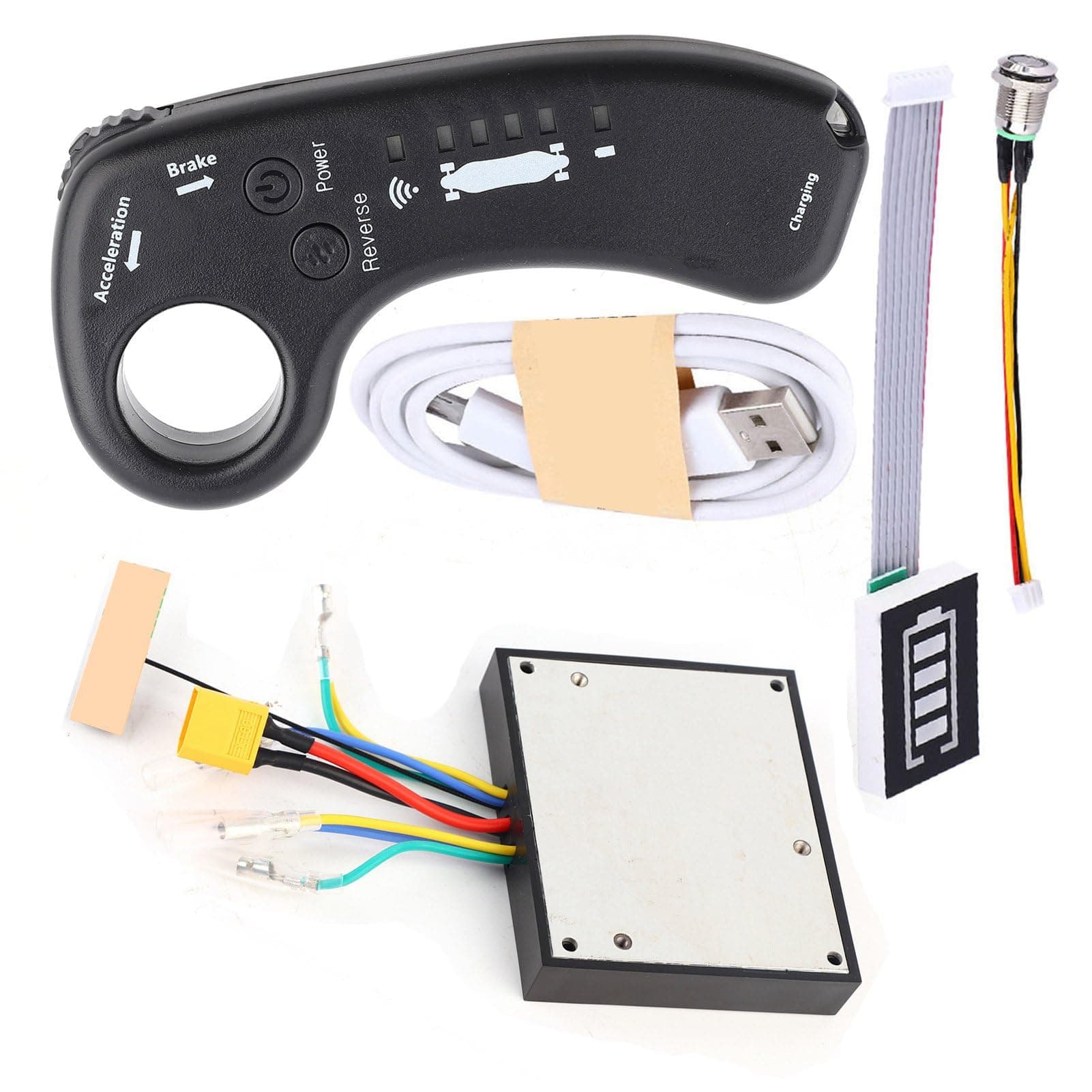 Pwshymi Motor Skateboard Speed Controller, 36v Electric Speed Controller Dual Motor Esc Set for Electric Skateboard Esc DIY Electric Motor Electric Skateboard Battery Controller Kit