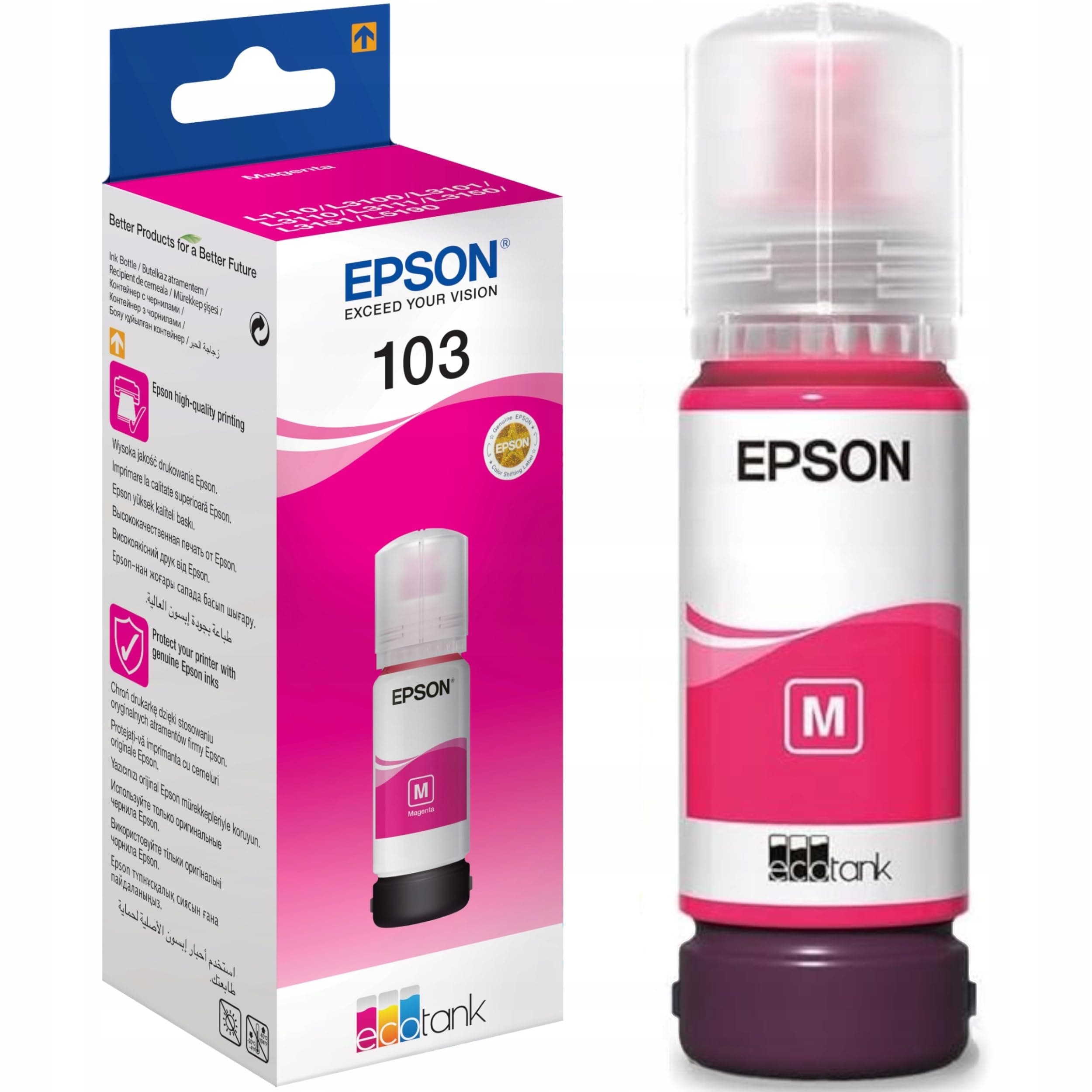 103 Ecotank Ink Bottle, Magenta Ink For Printer Refill, 65ml