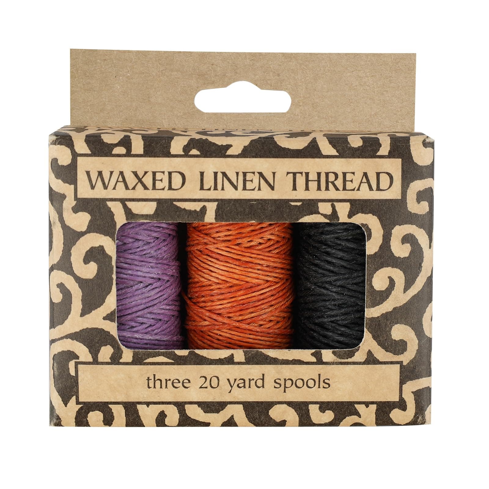 Books by Hand, Natural Waxed Linen Thread, Three 20 Yard, for Leather Sewing, BBHM206