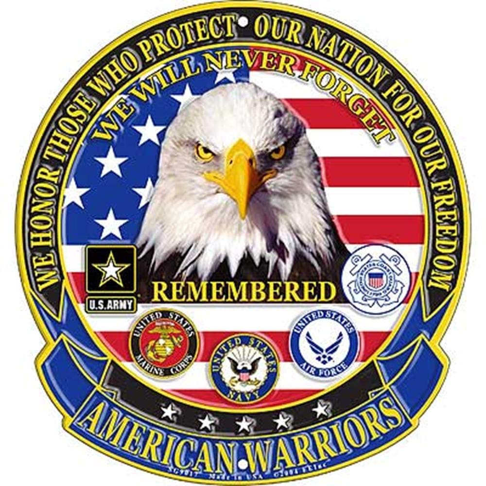 EagleEmblems Sign-American Warriors (12'')
