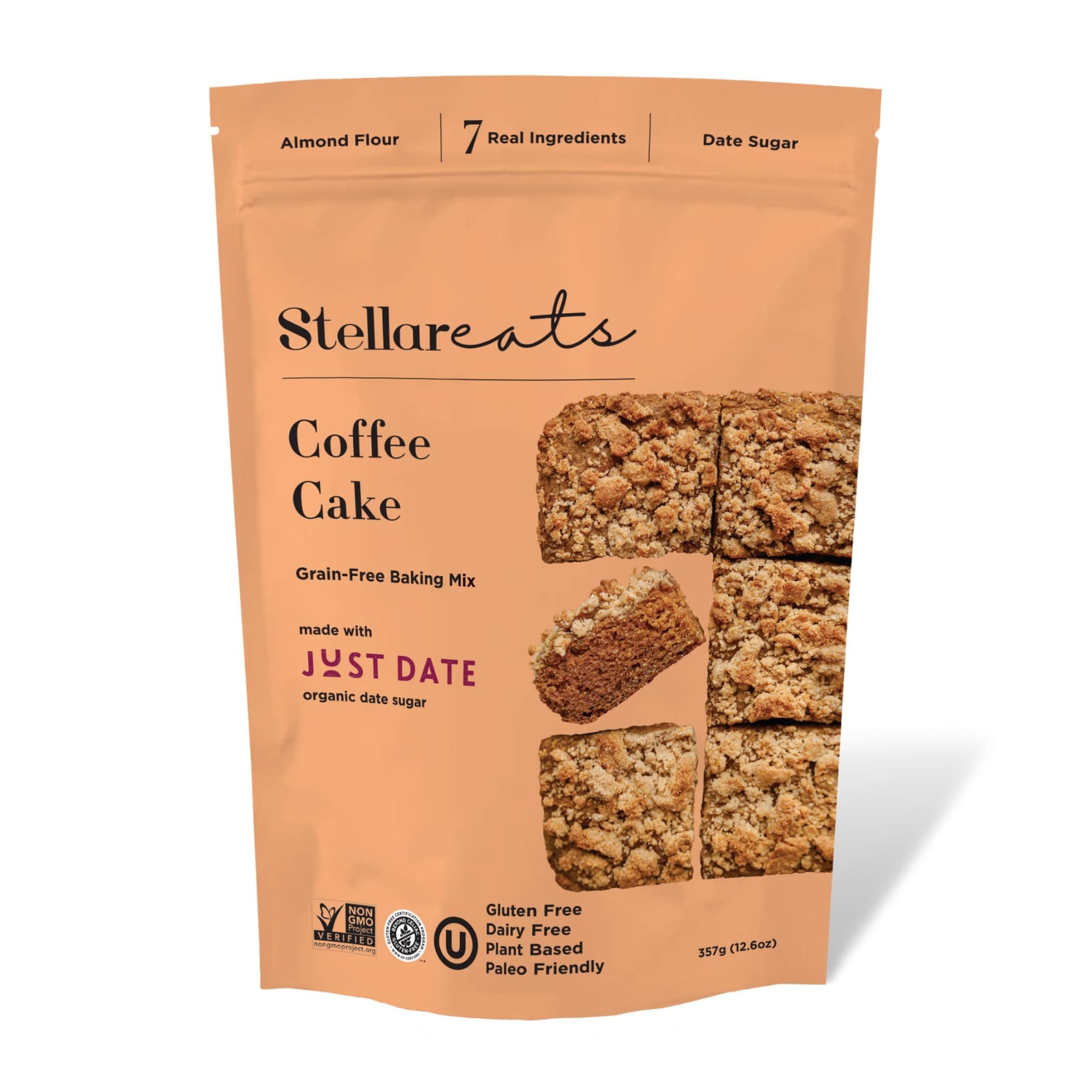 Stellar Eats Grain-Free Coffee Cake Baking Mix | Gluten-Free, Dairy-Free, Plant-Based, Paleo-Friendly, Naturally Sweetened with Date Sugar, Certified Kosher | Almond Flour-Based | 12.6 oz | 1 Pack