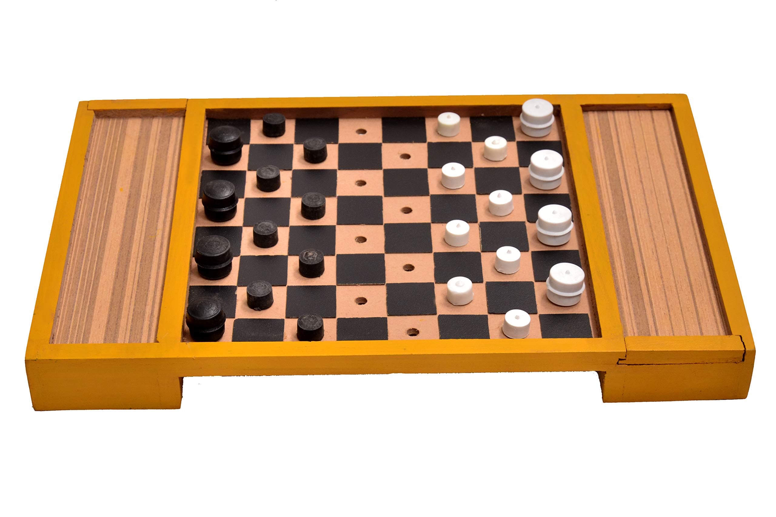 Advance Engineering Works Draught Board Game In Braille For The Blind With Black And White Pieces, kids, Strategy, Brown