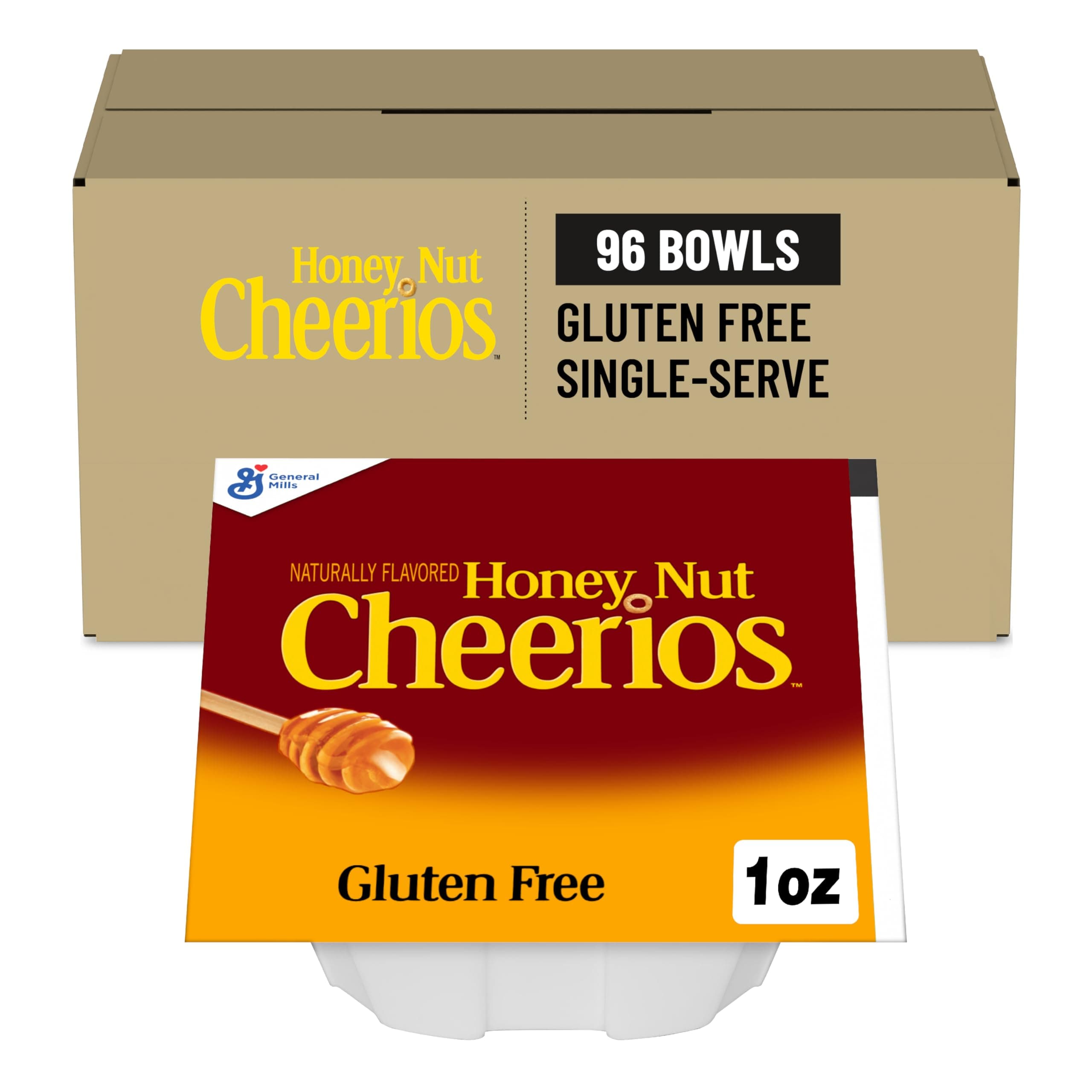 Honey Nut Cheerios Cereal Single Serve Bowl, 1 Oz (Pack of 96)