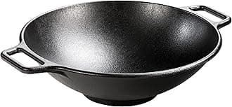 P14W3 35.56 cm / 14 inch Pre-Seasoned Cast Iron Wok with Loop Handles, Black