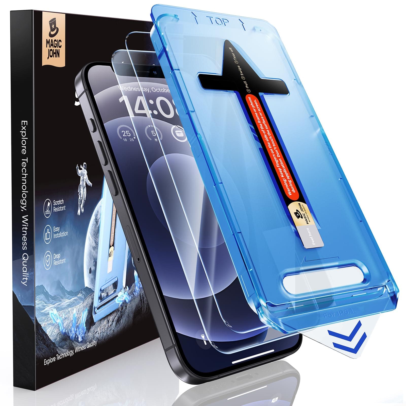 - 2 Pack for iPhone 12/iPhone 12 Pro 6.1 inch Tempered Glass Screen Protector, Auto Dust-Elimination Installation, Bubble Free, HD Clear, Easy Installation