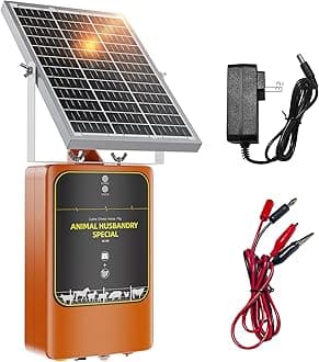 10-Mile Livestock Electric Fence, 24-Hour uninterrupted Discharge to Drive Away Wild Animals, 12W Solar Panel Fast Charging, Built-in Large-Capacity Battery, can Last for X Hours