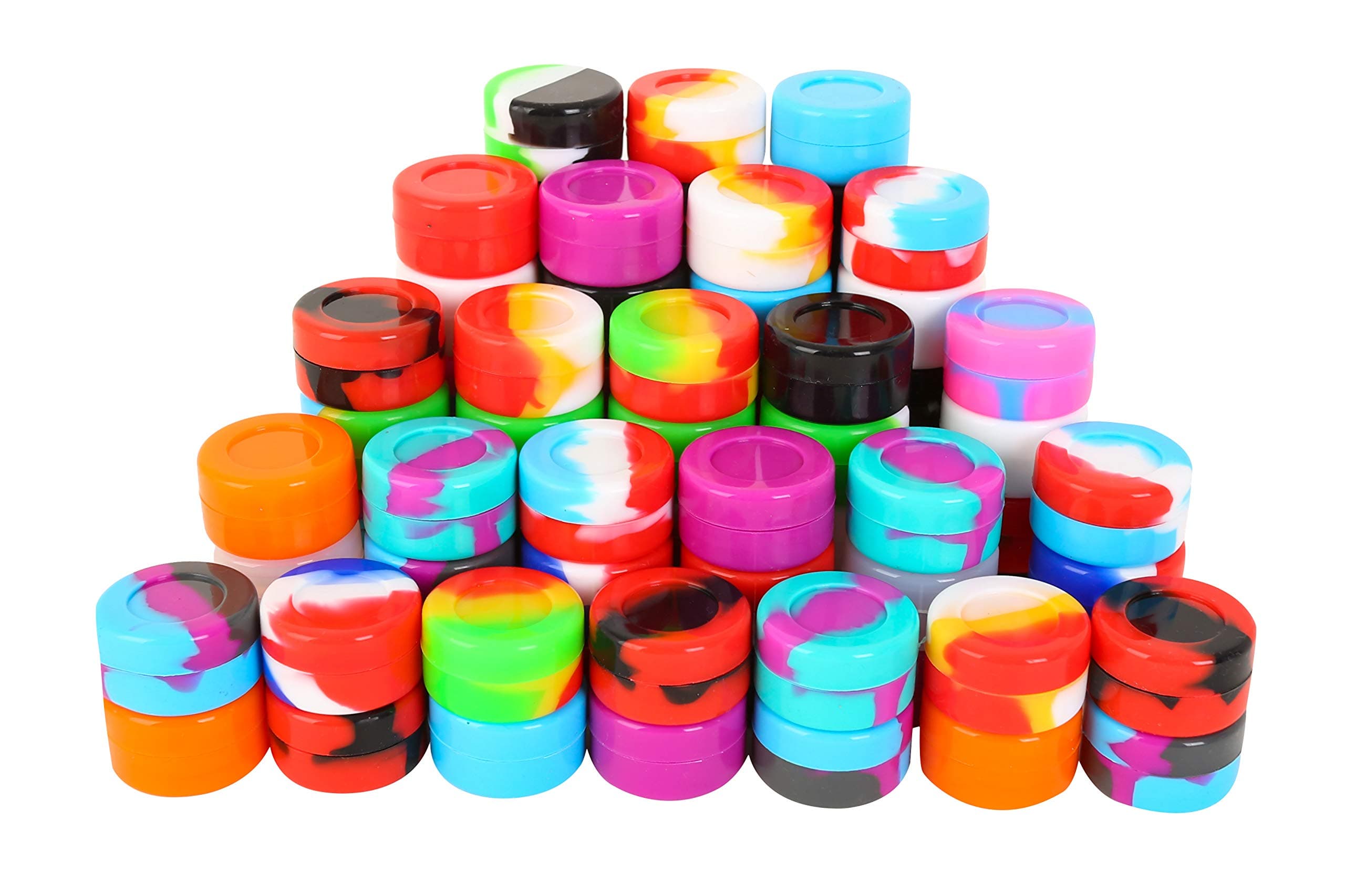 Silicone 5ML Non-Stick Wax Containers Multi Use Storage Jars Oil Concentrate Bottles Assorted Colors（75pcs）