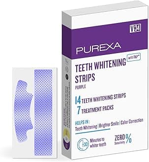 V34 Teeth Whitening Strips with PAP+ (Pack of 1) – 7 Strips for 14 Applications | Enamel-Safe & Sensitivity-Friendly | Removes Tea, Coffee & Smoking Stains | Suitable for Men & Women
