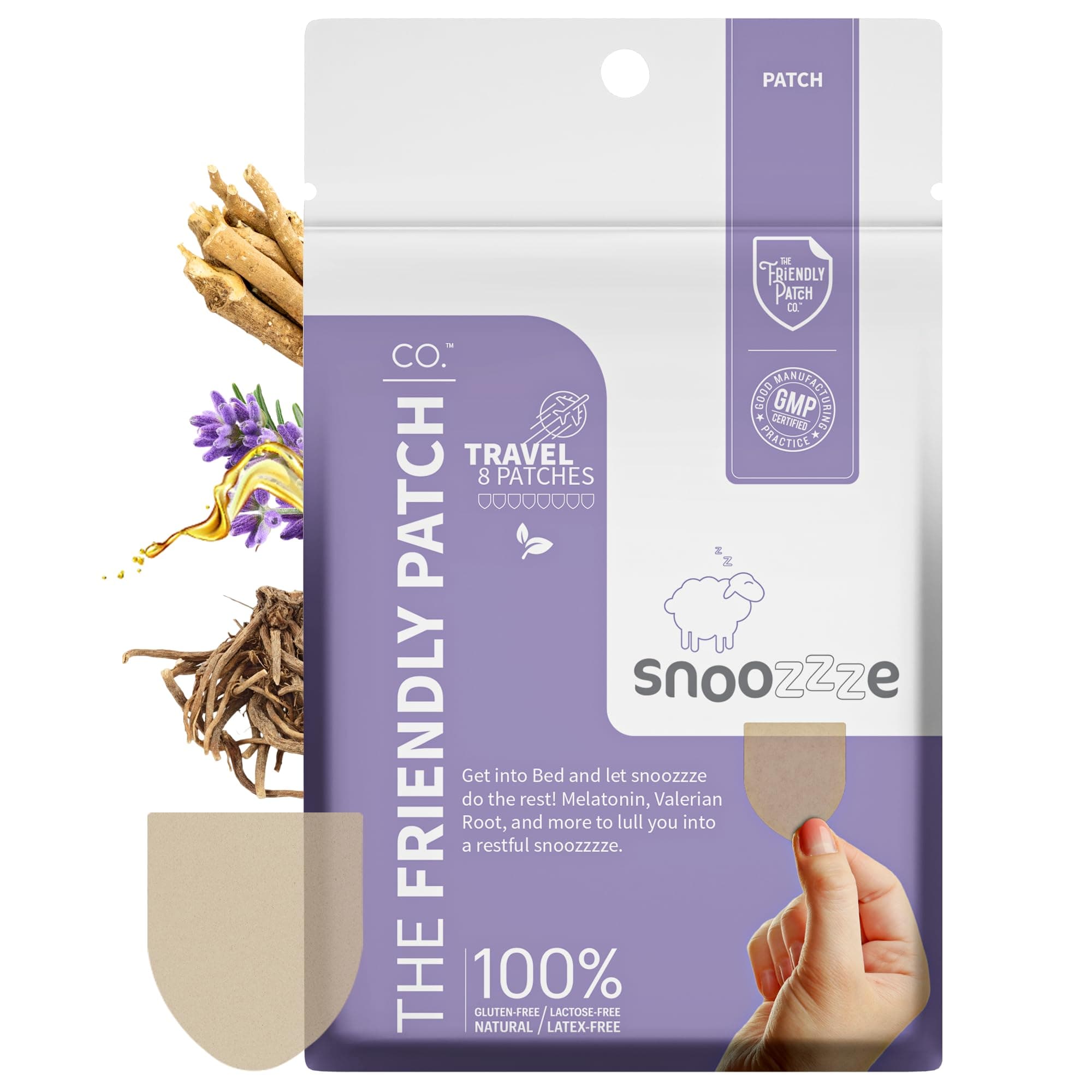 Sleep Patches, The Friendly Patch Snooze Sleep Aid Patch, Natural Sleep Patches with Melatonin, Valerian Root, Ashwagandha & Magnesium Sleeping Patches, Travel Essentials