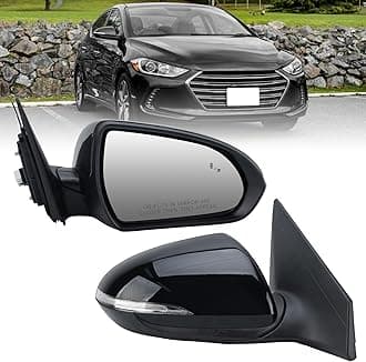 Right Passenger Side Mirror Compatible with Hyundai Elantra 2017 2018 2019 2020 w/Turn Signal Blind Spot Detection Power Glass Manual Folding Non-Heated 7 Pins