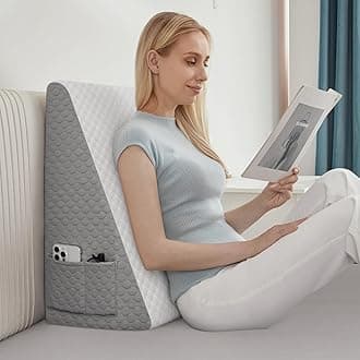 Forias Wedge Pillows 12" Bed Wedge Pillow for Sleeping Acid Reflux After Surgery Triangle Pillow Wedge for Sleeping Gerd Snoring, Air Layer Wedge Cover|Memory Foam Top