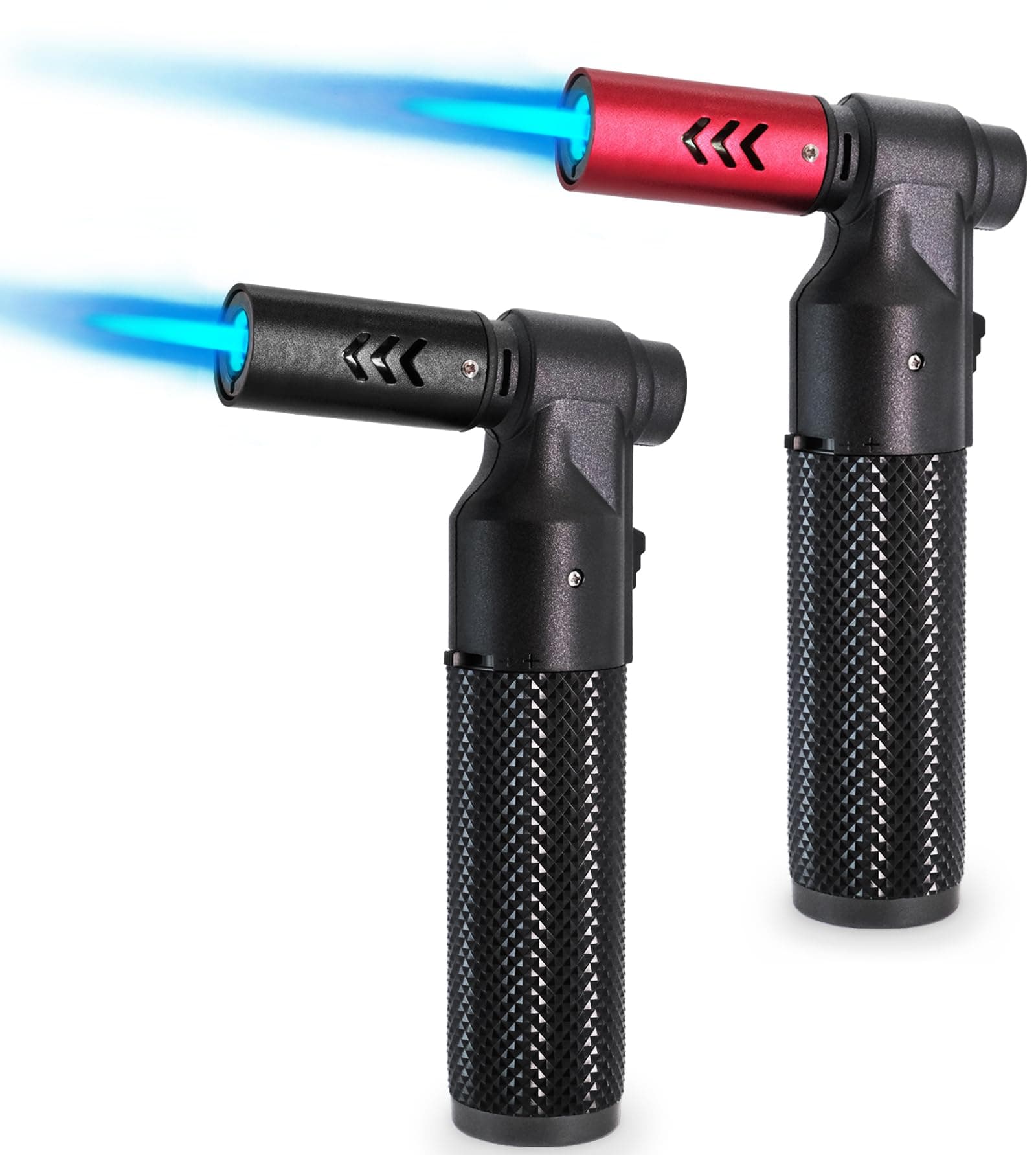 2 Pack Butane Torch Lighter Big Jet Flame Refillable Portable Butane Torch Adjustable Mini Blow Torch for Camping Grill Culinary Soldering Cooking Welding BBQ (Fuel Not Included)