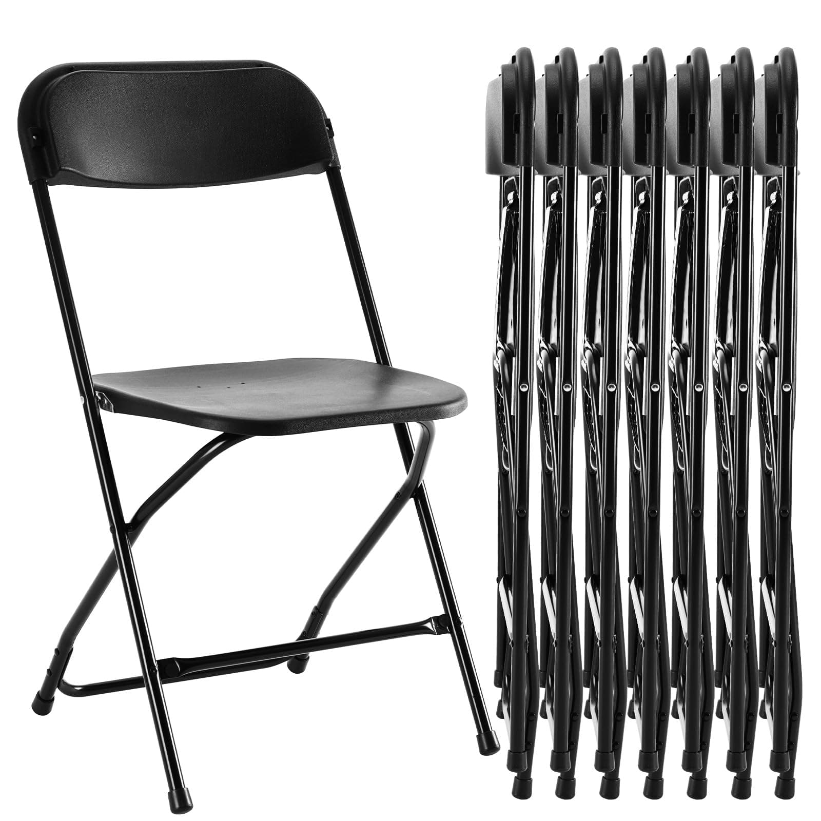 Sweetcrispy Folding Chair 8 Pack, Plastic Foldable Chairs with 330-Pound Capacity, Sturdy Metal Portable Chair, Easy to Use and Store, Outdoor and Indoor, for Home, Office, Party, Comfy, Black