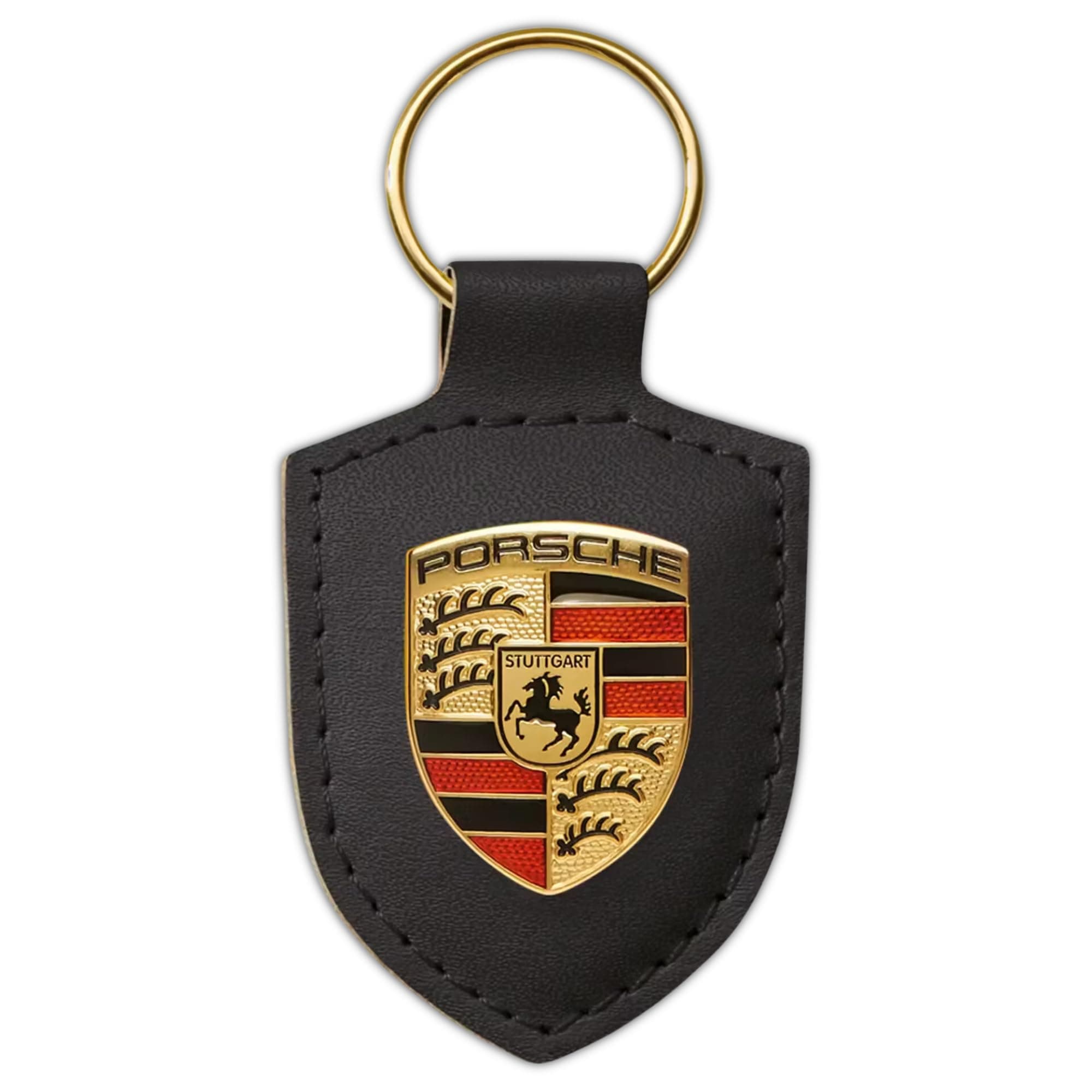 Key fob, Porsche crest, black