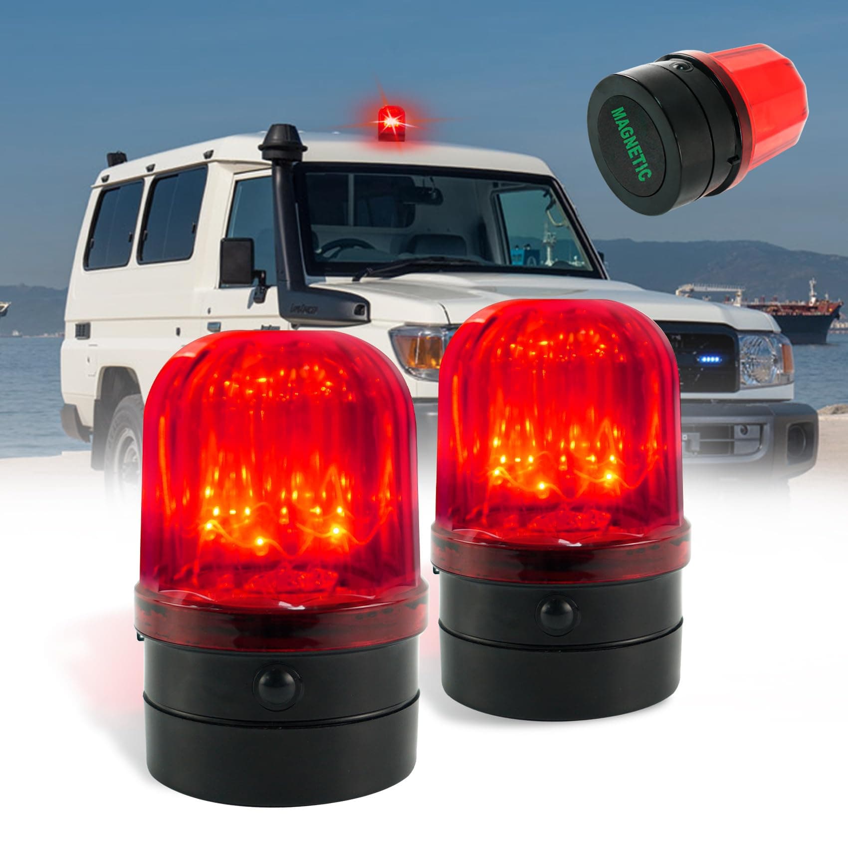 6" Flashing Light, Red LED Strobe Light Beacon with Magnetic Base for Vehicle Forklift Truck Tractor Golf Carts UTV Car Bus and Club Party Show Bar(2 Pack)