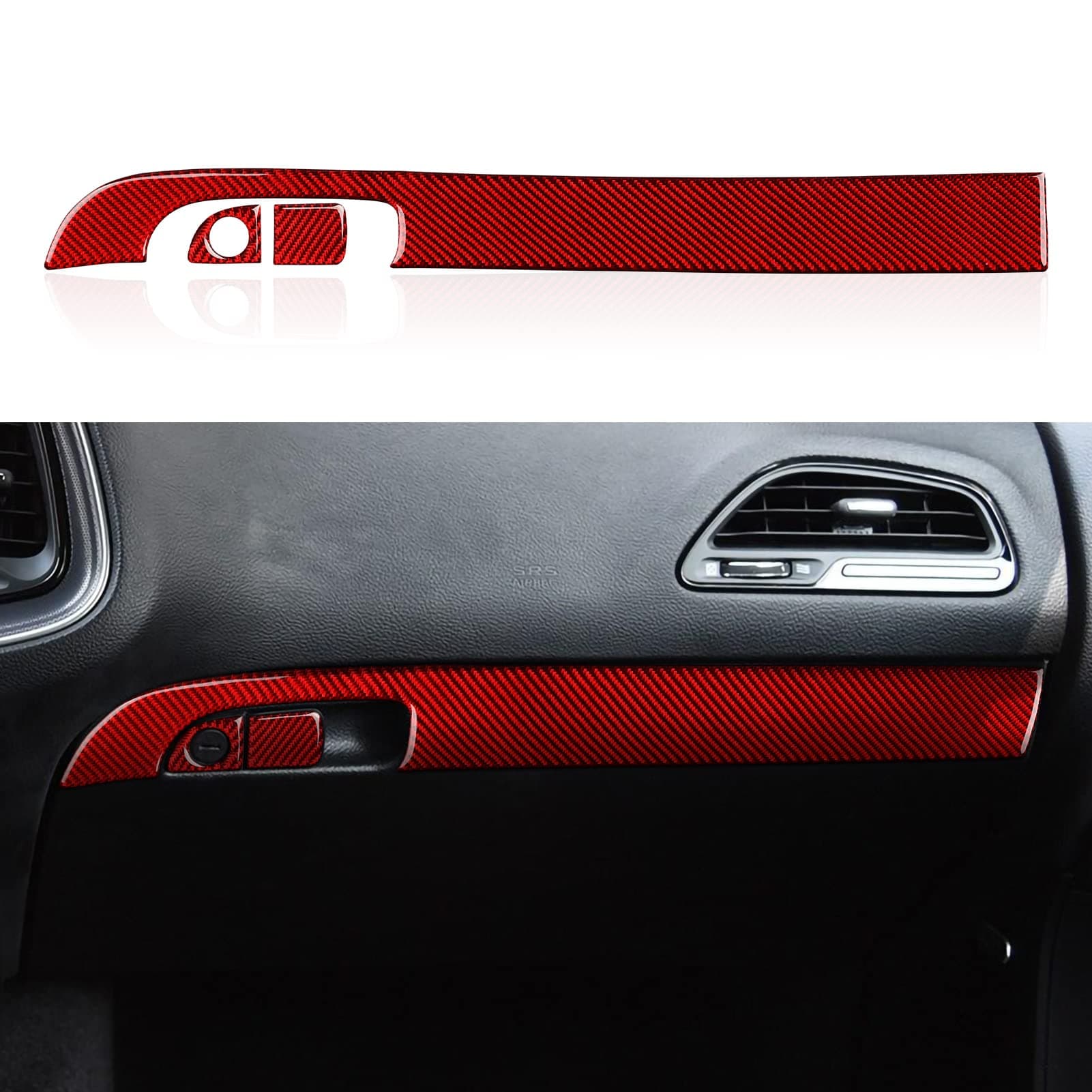 BRMYL Copilot Storage Box Handle Cover Decals for 2011-2023 Dodge Charger Accessores Carbon Fiber Interior Stickers