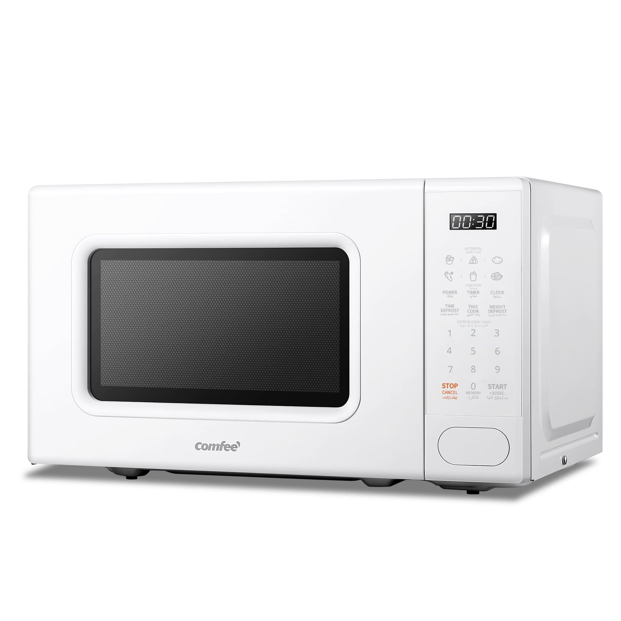 COMFEE' Microwave Oven 20L 700W Digital Touch Control, Precise Timer,LED Screen, 11 Power Levels, 6 Auto Menu Memory Function, Safe Child Lock, Push Button Door Open Solo Microwave-CM-M202CC(WH)-White