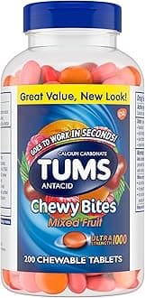 Chewy Bites Chewable Antacid Tablets for Ultra Strength Heartburn Relief, Great for a Summer BBQ- Mixed Fruit - 200 Count