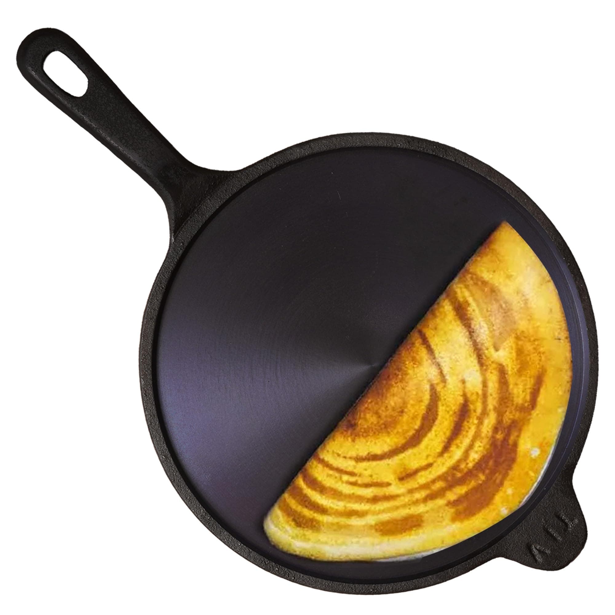 The Indus Valley Super Smooth Cast Iron Tawa/Tava for Dosa/Roti/Chappati with Long Handle| 10 Inch, 1.7kg, Gas & Induction-Friendly| Pre-Seasoned,100% Toxin-Free,Naturally Non-Stick,Long Lasting