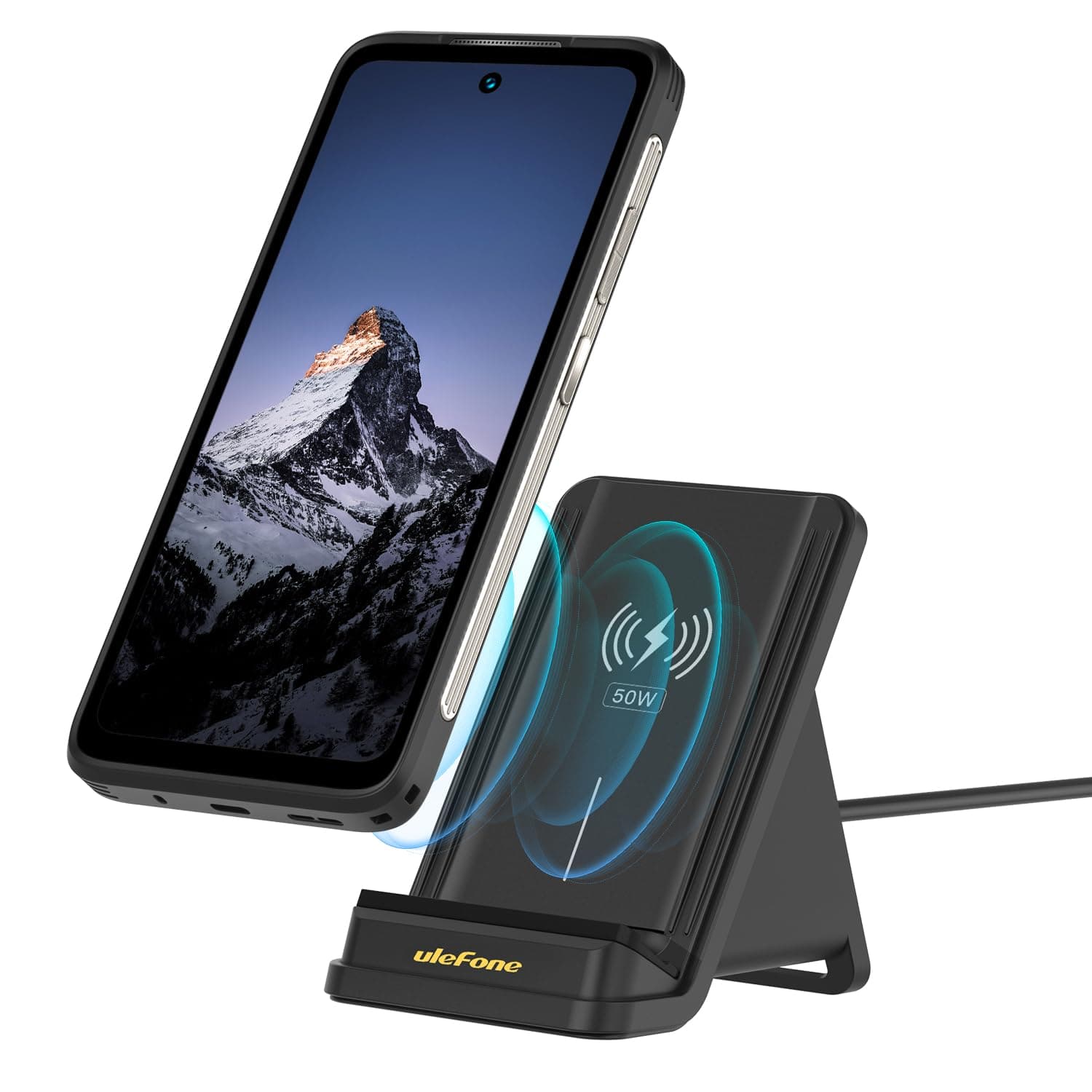 Ulefone WCS01 50W Wireless Charger, 50W Max Fast Wireless Charging Stand, Fast Charge Compatible with Ulefone Armor 23/25/27/28 Series(No AC Adapter)