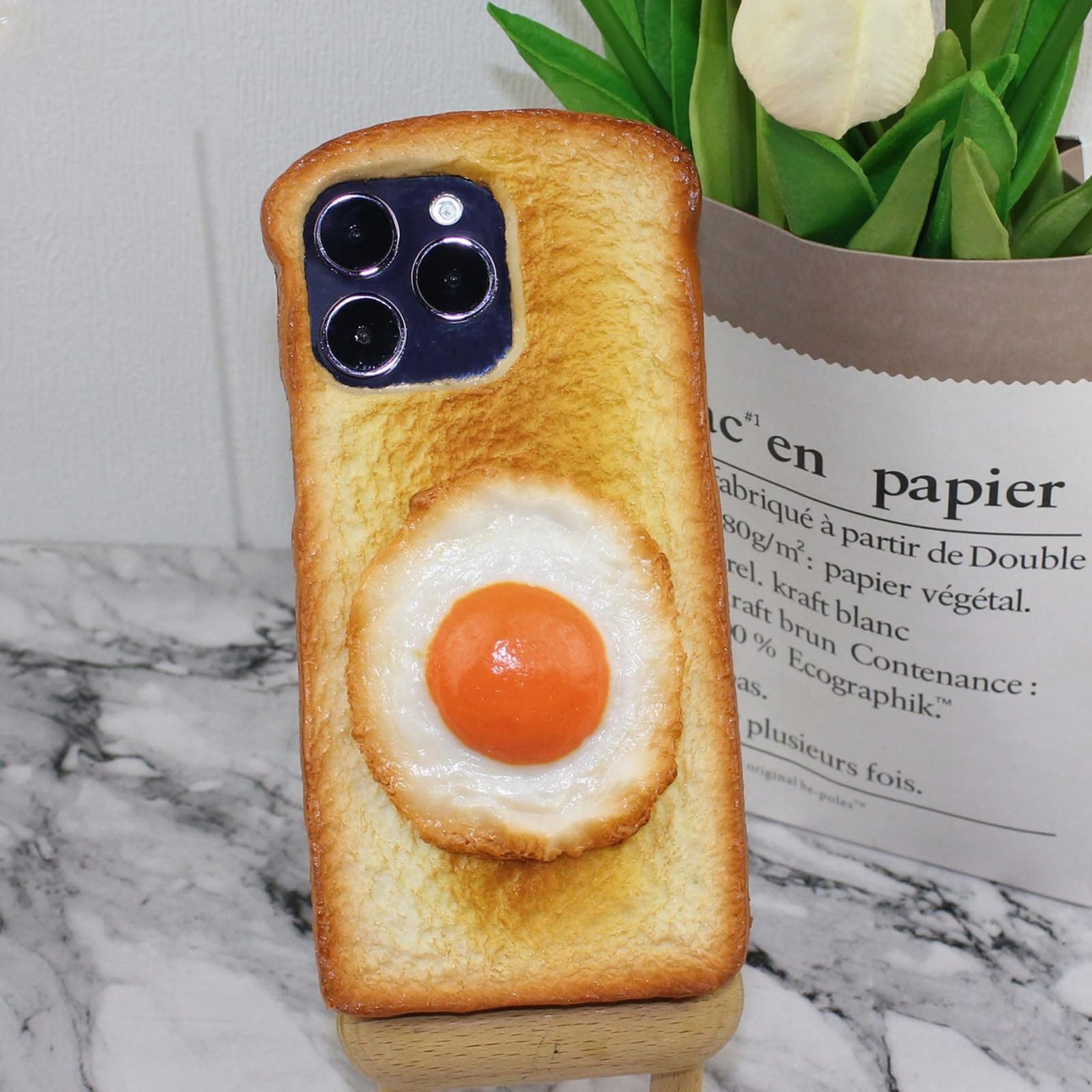 Cooking Egg Toast Phone Case Compatible with iPhone 13 Pro,Cute 3D Cartoon Toast Bread Funny Cases Protective Cover for Women Girls