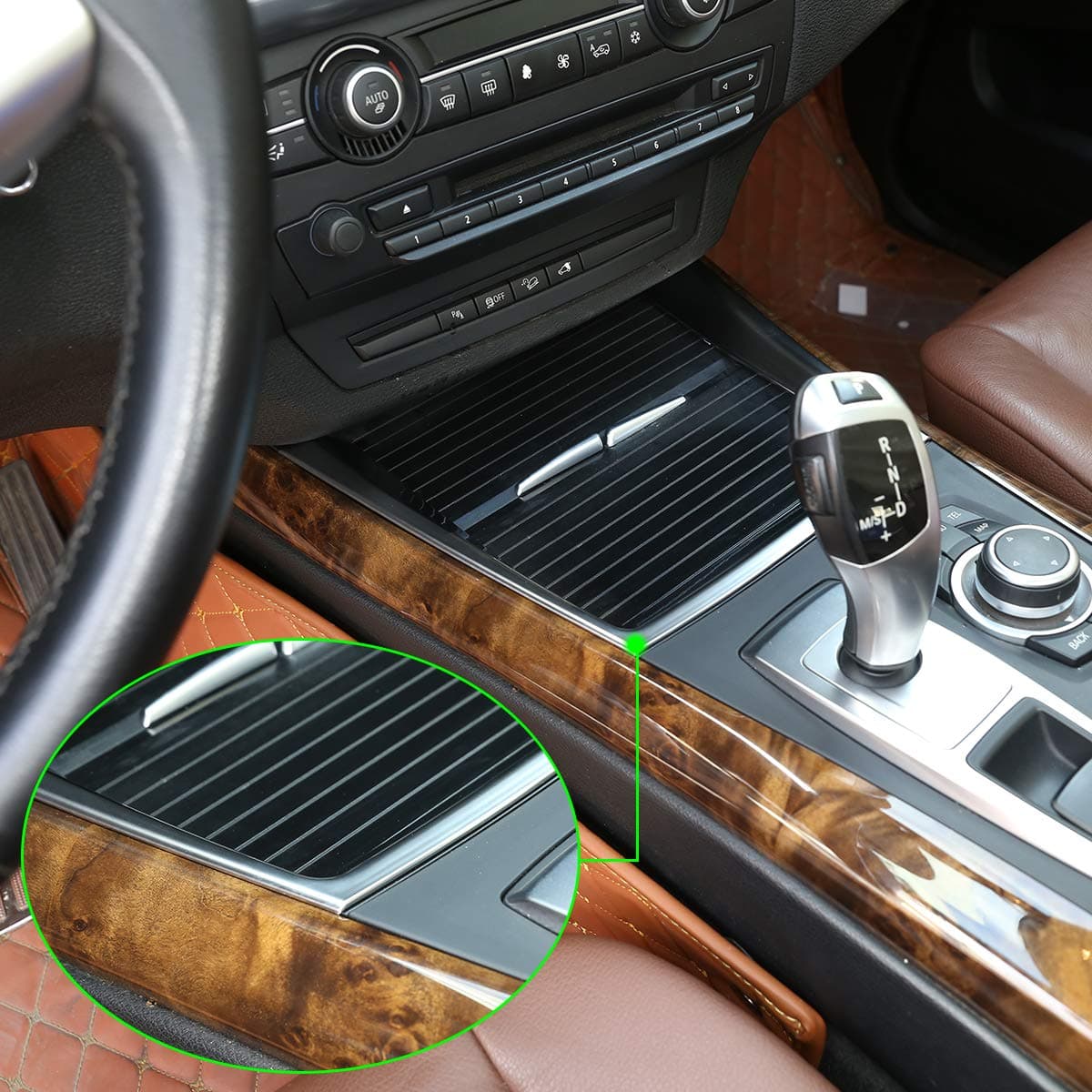 ABS Plastic Car Center Console Cup Holder Frame Sticker Trim for BMW X5 E70 X6 E71 2008-2013 Auto Accessories (Silver)