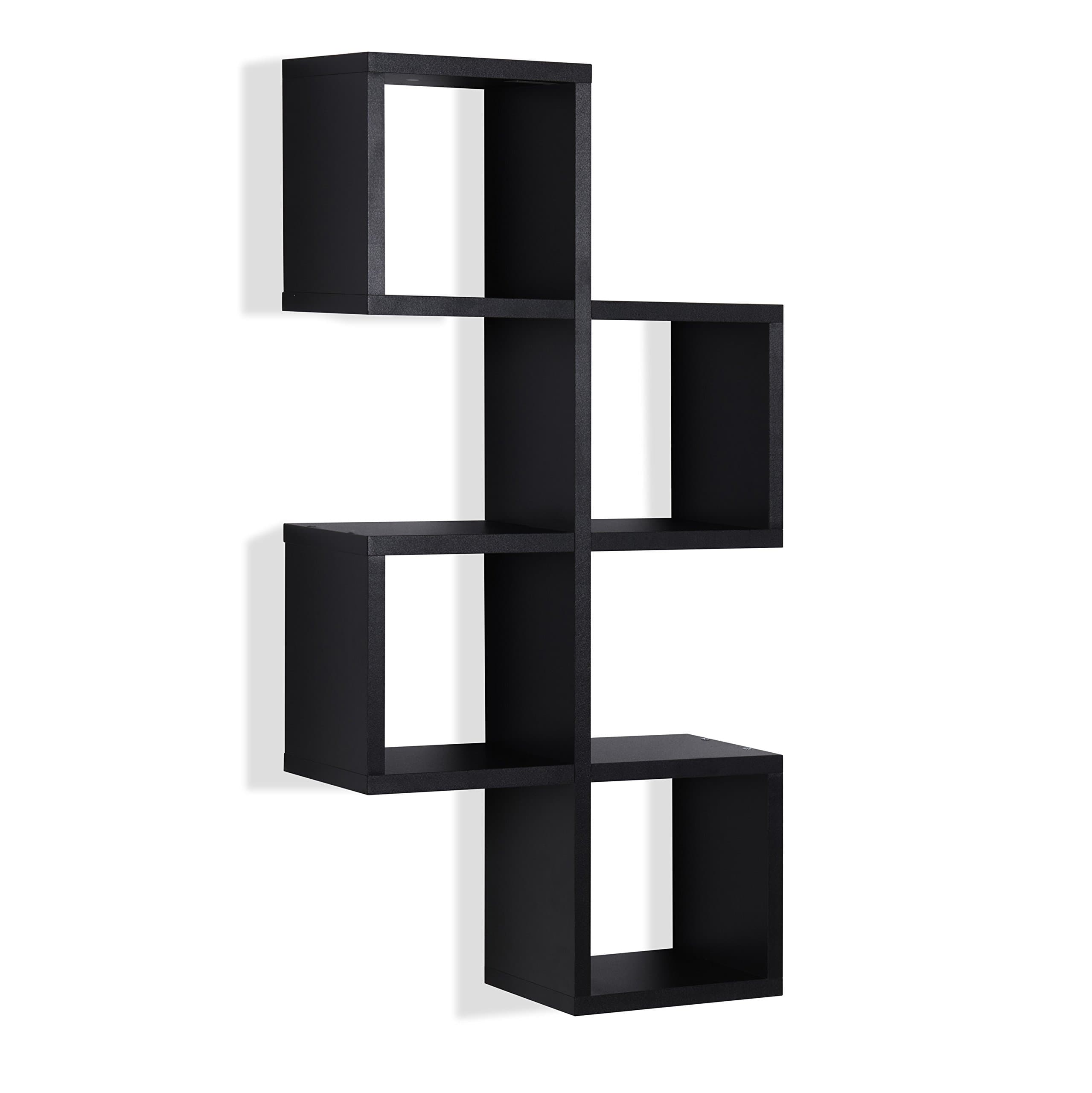 Danya B. Cubby Chessboard Wall Shelf - Horizontal or Vertical (Black)