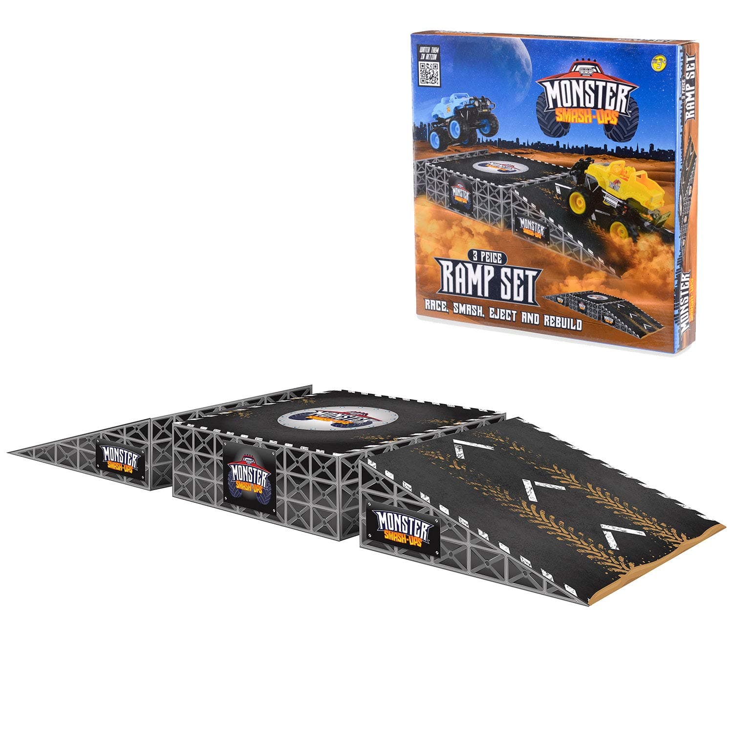 Monster Smash Ups Ramp Set for Remote Control RC Trucks and Cars, Black