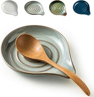 LAUCHUH Spoon Rest, 5" Large Spoon Holder for Stove Top Ceramic Spoon Rest Heat-Resistant Spatula Rest for Kitchen Utensils, Ladle, Coffee Spoons, Cooking Spoons, Spatula, Tongs, Unique Gray