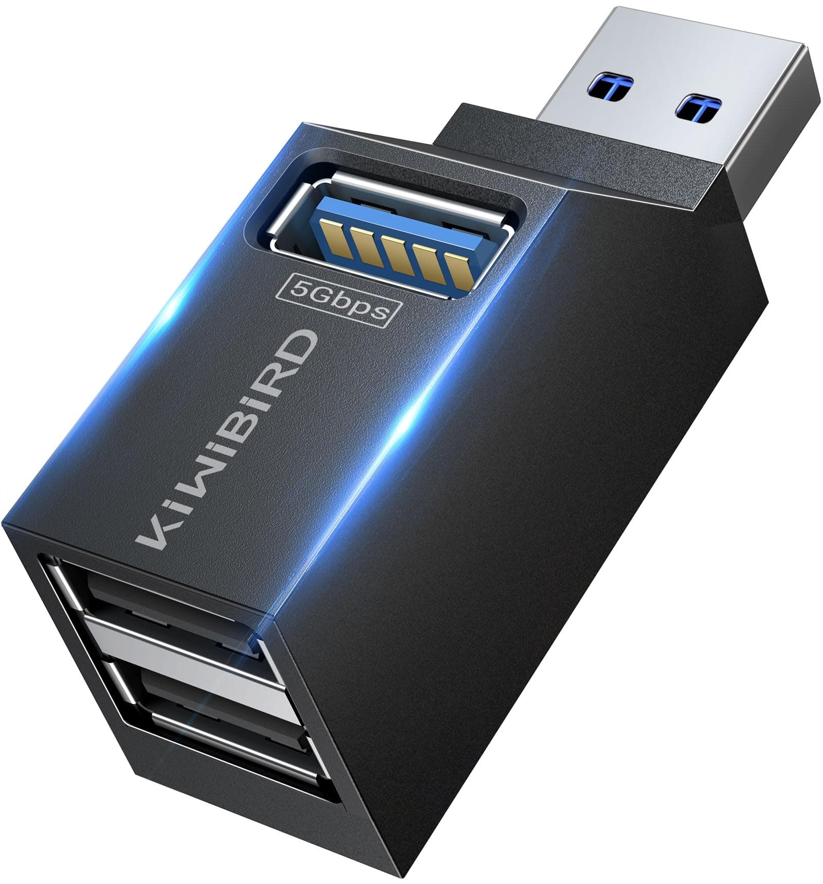 KiWiBiRD Mini USB Hub with Multi port (1x USB 3.0, 2 x USB2.0), USB Splitter Extension Adapter for Laptop, MacBook, Desktop PC Compatible with Flash Drive Printer Keyboard Mouse Headset Gamepad