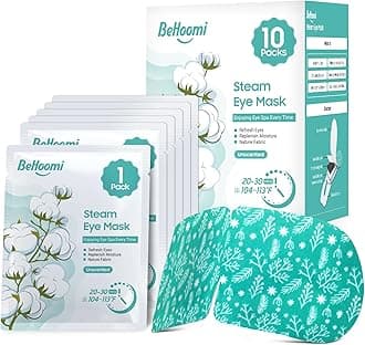BeHoomi Steam Eye Mask, 10Packs Heated Eye Mask, Self Heating Disposable SPA Warm Compress for Eyes Sleep Mask, Travel Essentials & Relaxation Gifts, Valentine's Day Gifts (Unscented)