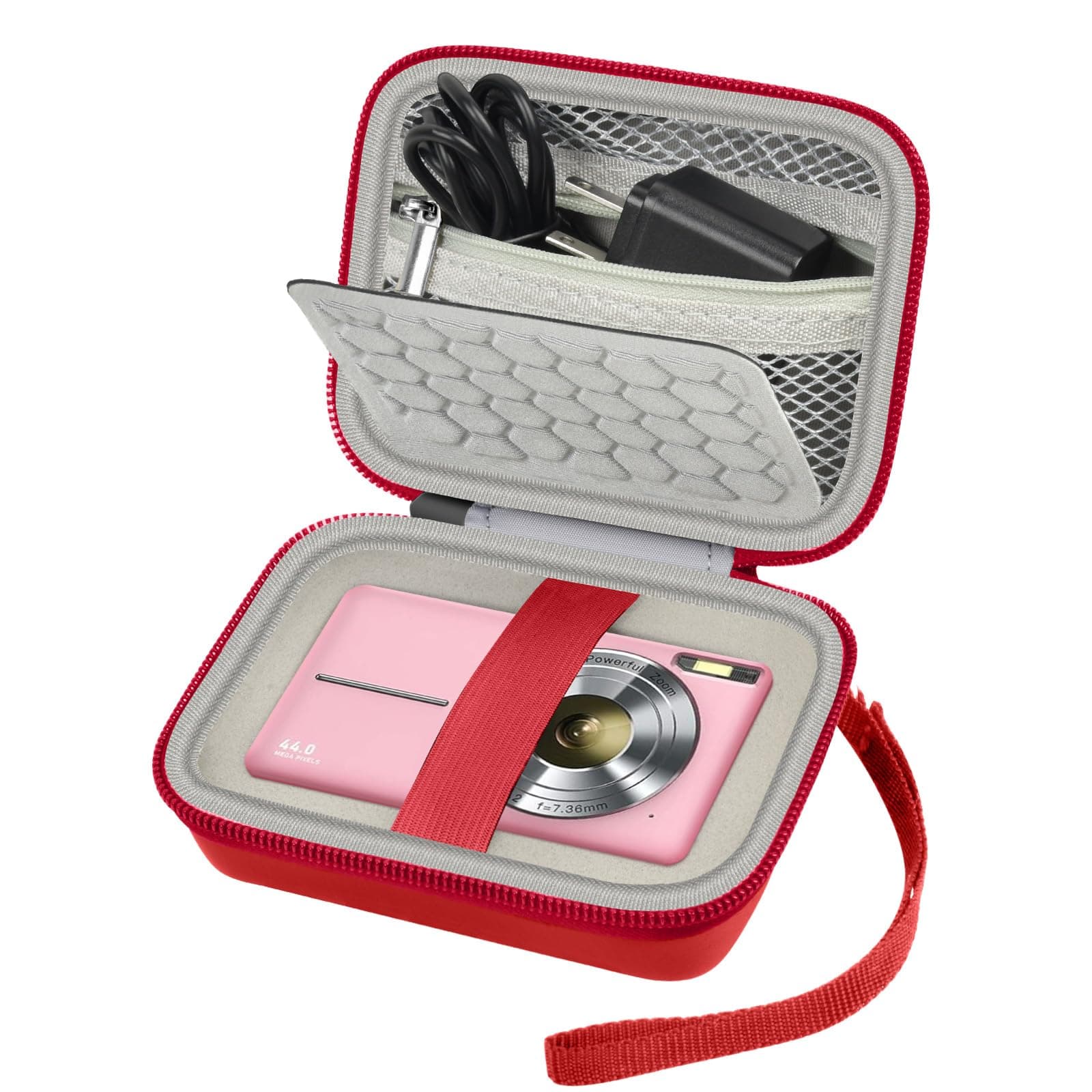 Fabric Carrying & Protective Case For Digital Camera, Abergbest 21 Mega Pixels 2.7" Lcd Rechargeable Hd/Canon Powershot Elph 180/190 / Sony Dscw800 / Dscw830 Cameras For Travel - Red