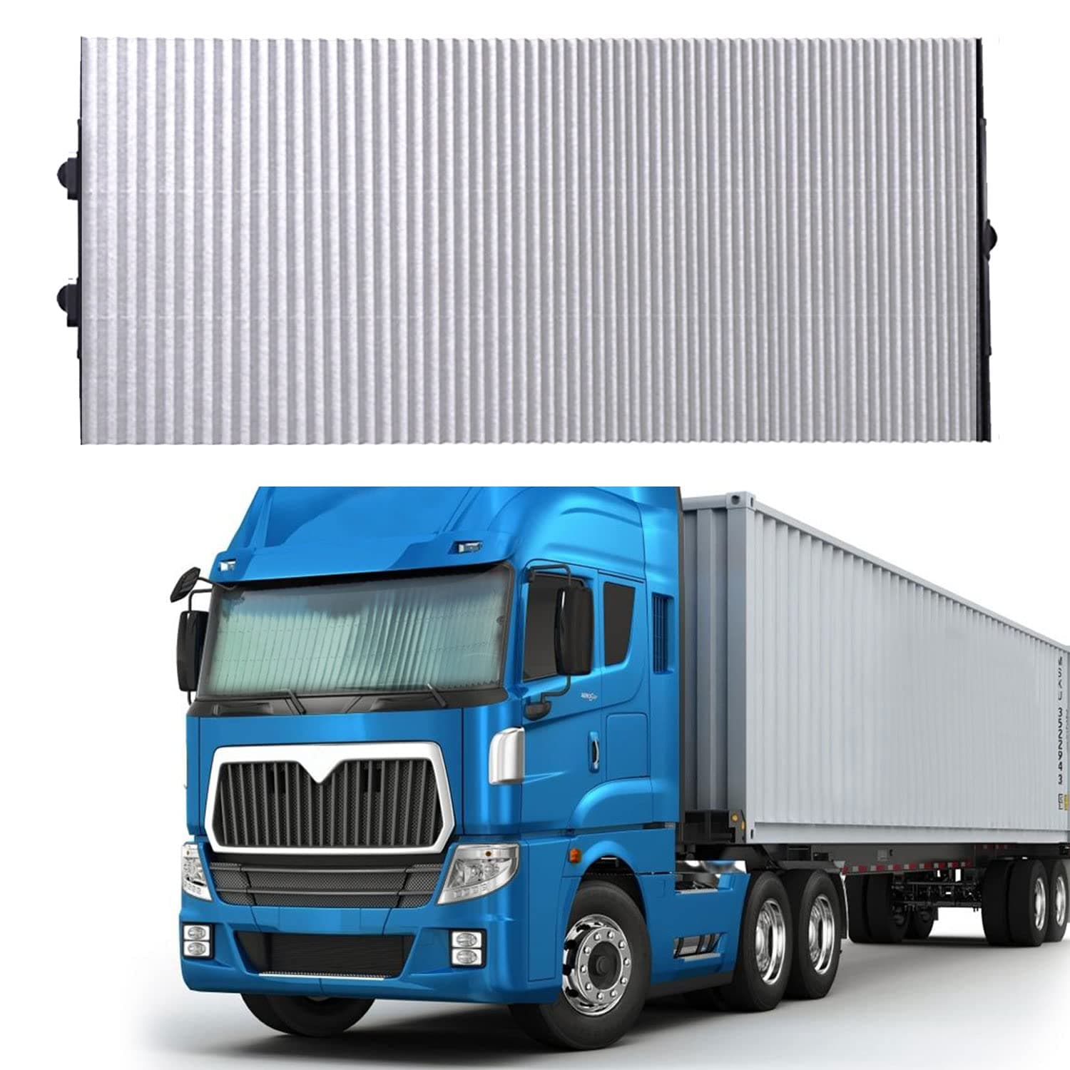 Car Retractable Windshield Sun Shade, Large Sunshade Protector Blocks 99% UV Rays to Keep Your Truck Cool, Auto Sun Visor Fits Front Window of Various Models with 3 Suction Cups